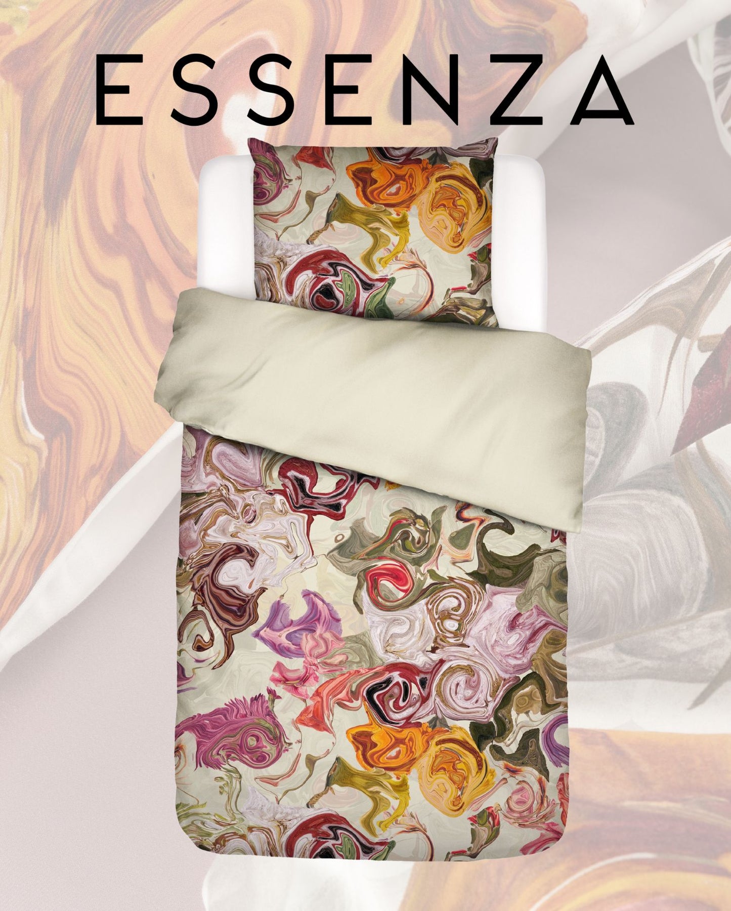 Satin bed linen ESSENZA Meryl Pure Olive