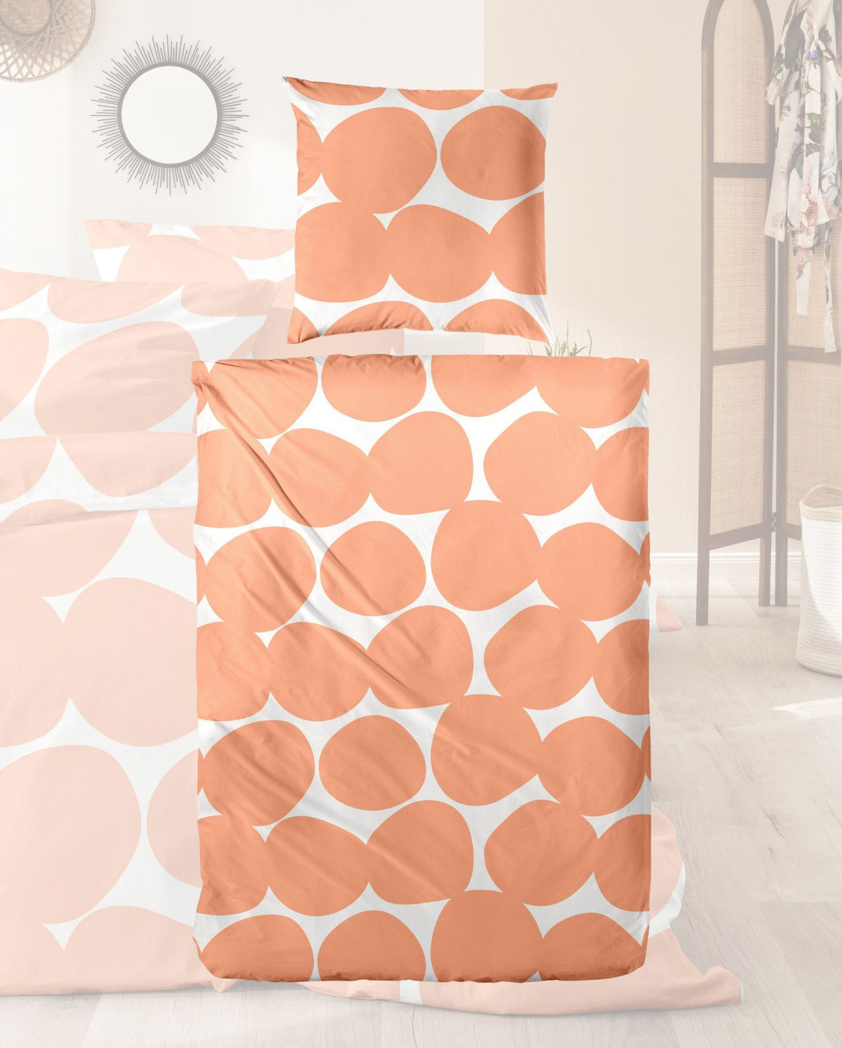 Perkal Bettwäsche | PRIMERA | Orange Punkte