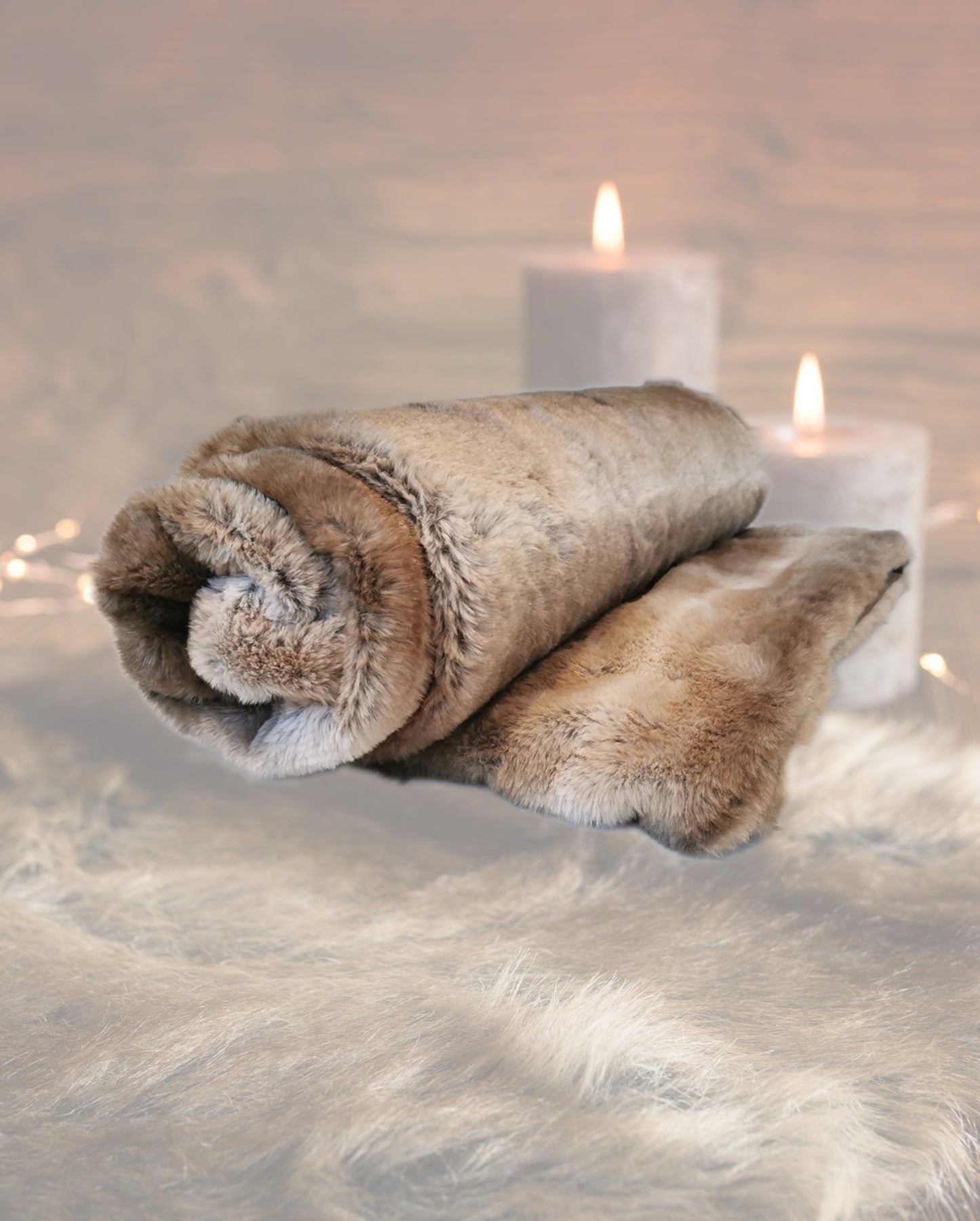 Kuscheldecken Fellimitat in Braun und Grau