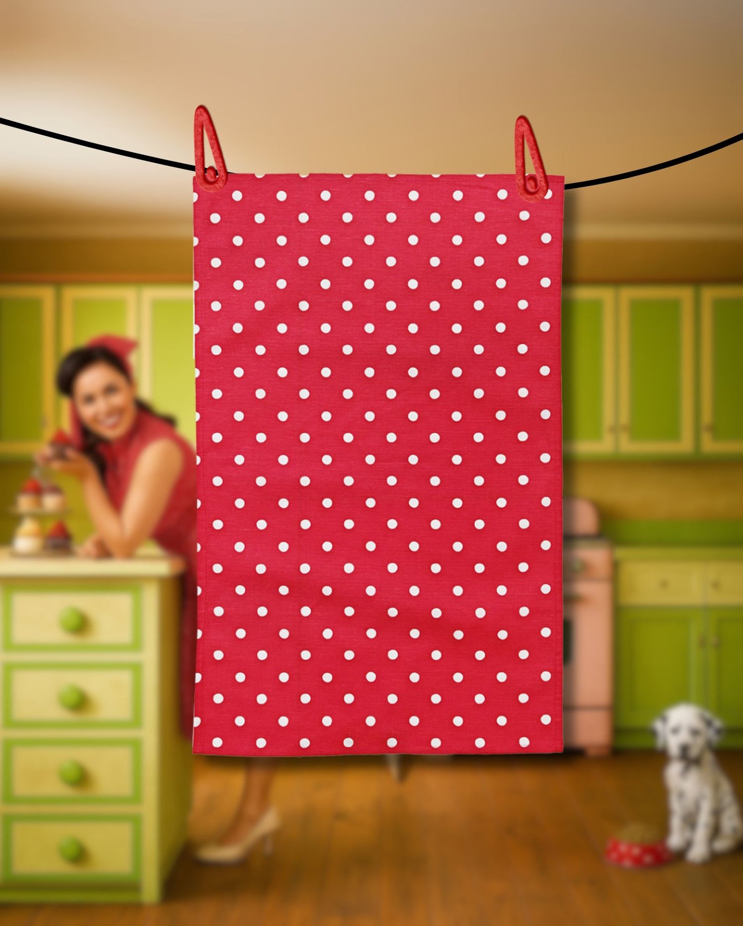 Tea Towel Skier Red 50x70cm 100% Cotton