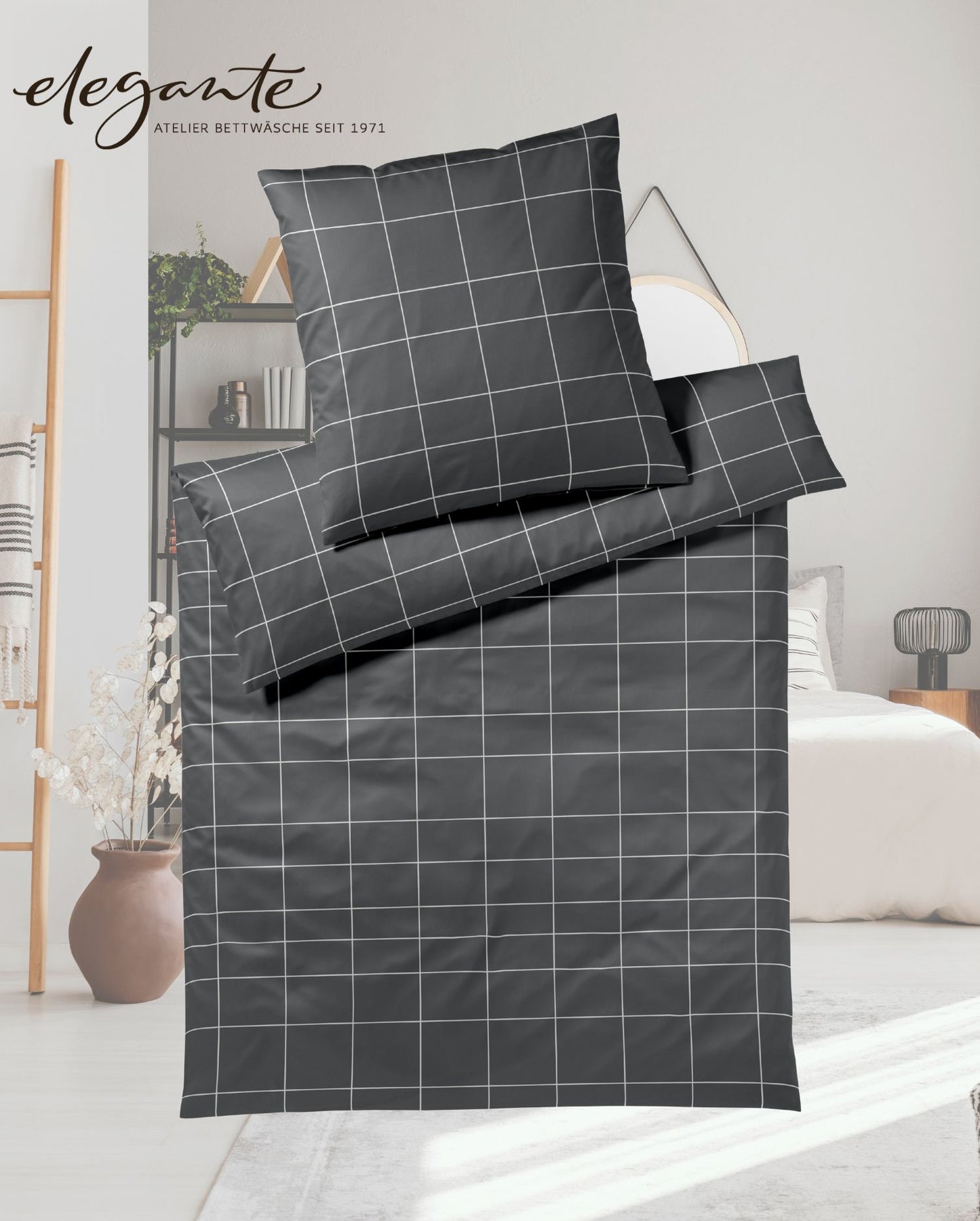 Mako-Satin Bettwäsche | elegante | Cross | Basalt 24506 | 9