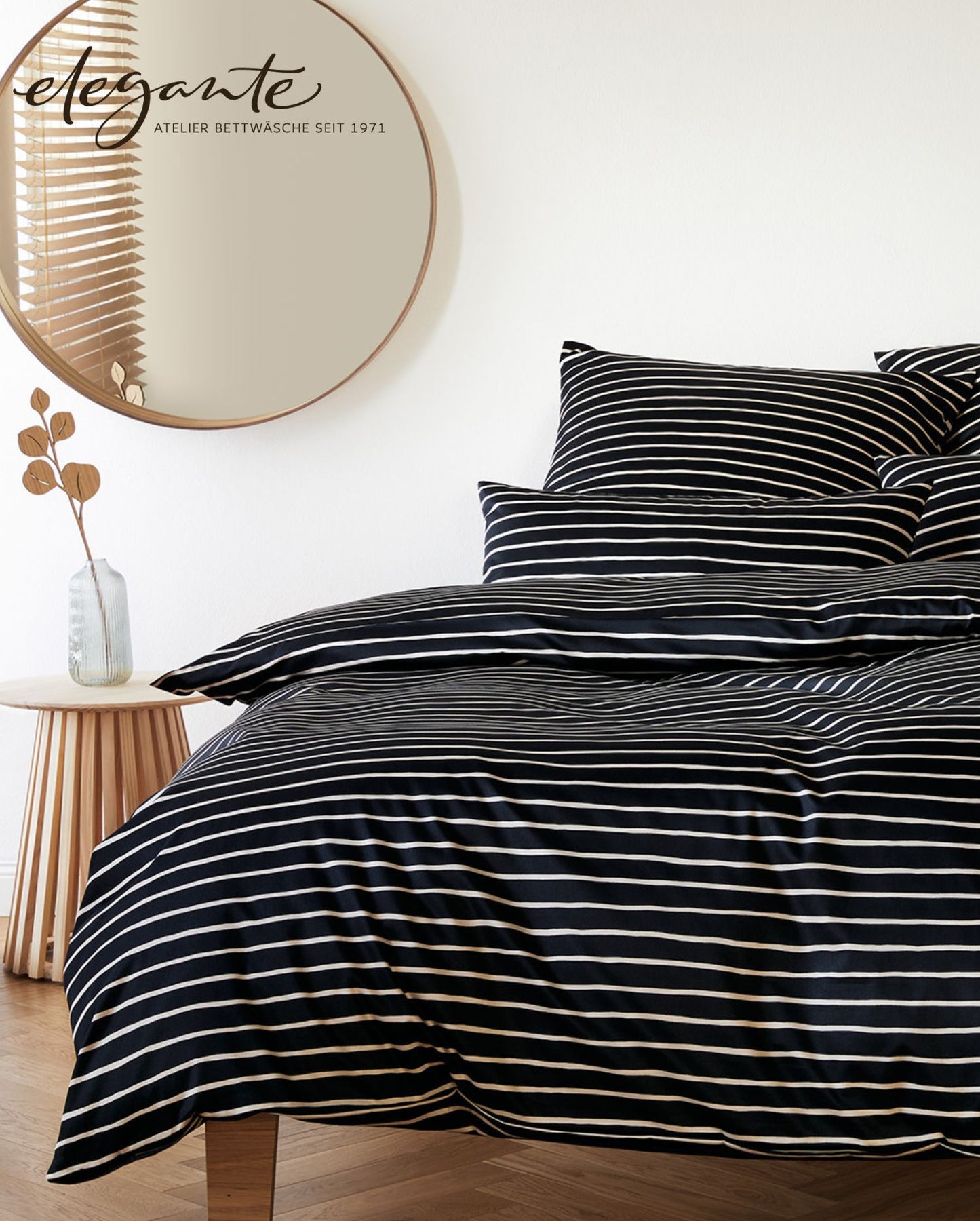 Mako-Satin Bettwäsche | elegante | Lines | Schwarz 2432 | 9