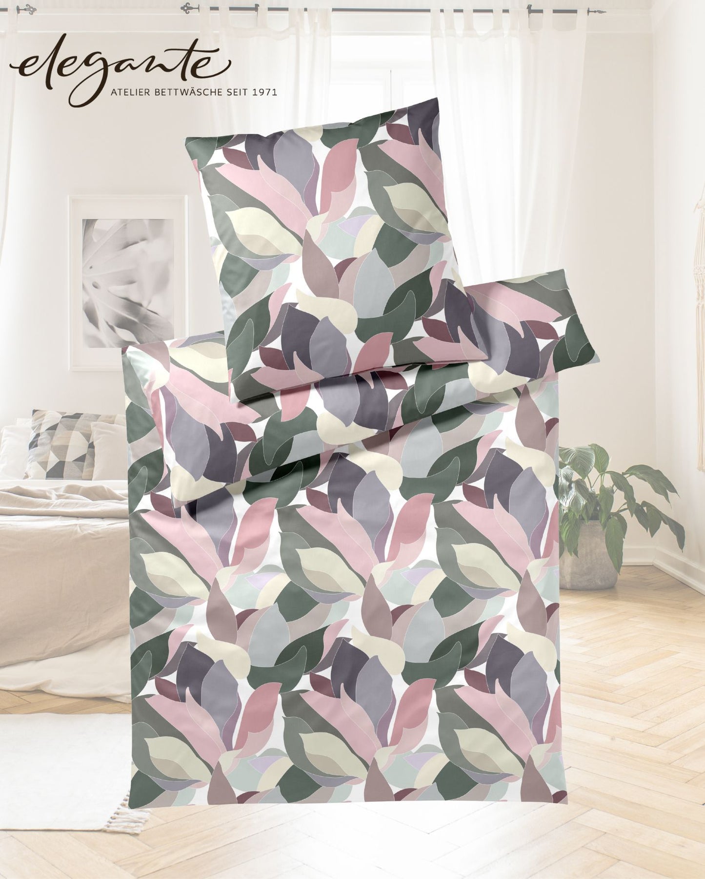 Mako-Satin Bettwäsche | elegante | Night Garden | Puder 24512 |1