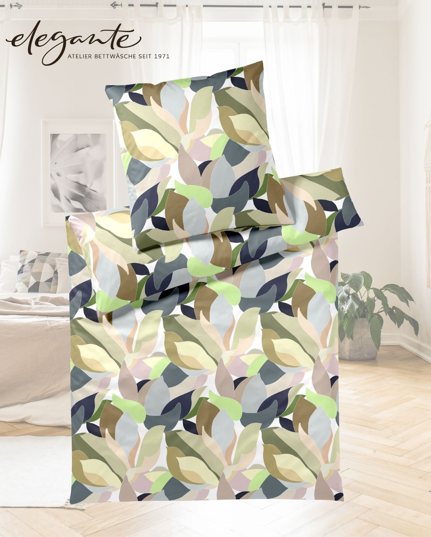 Mako-Satin Bettwäsche | elegante | Night Garden | Hellgrün 24512 | 4