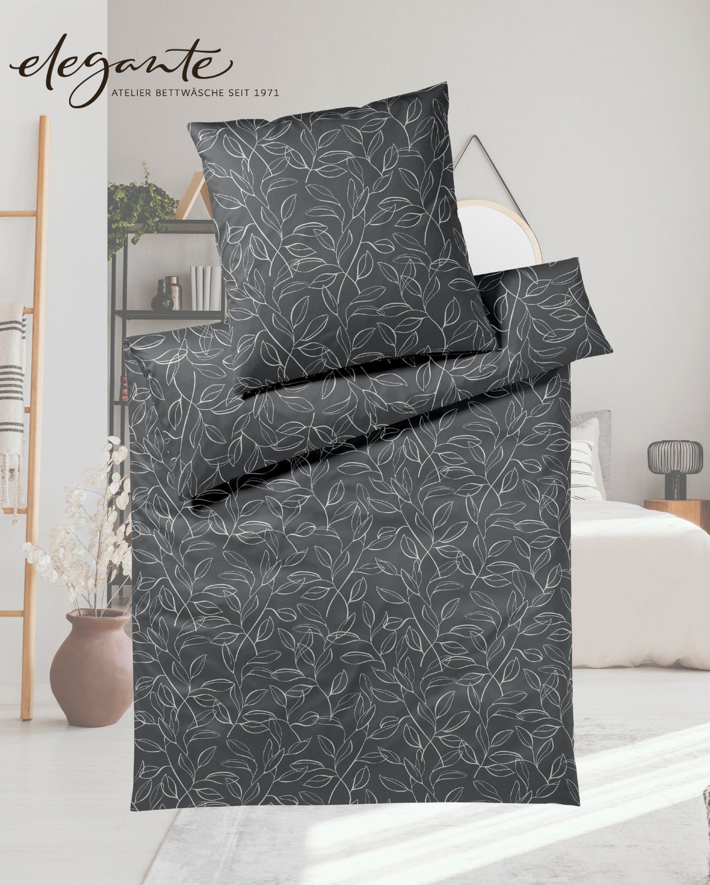 Mako-Satin BettwÀsche | elegante | Floral | Basalt 24505 | 9