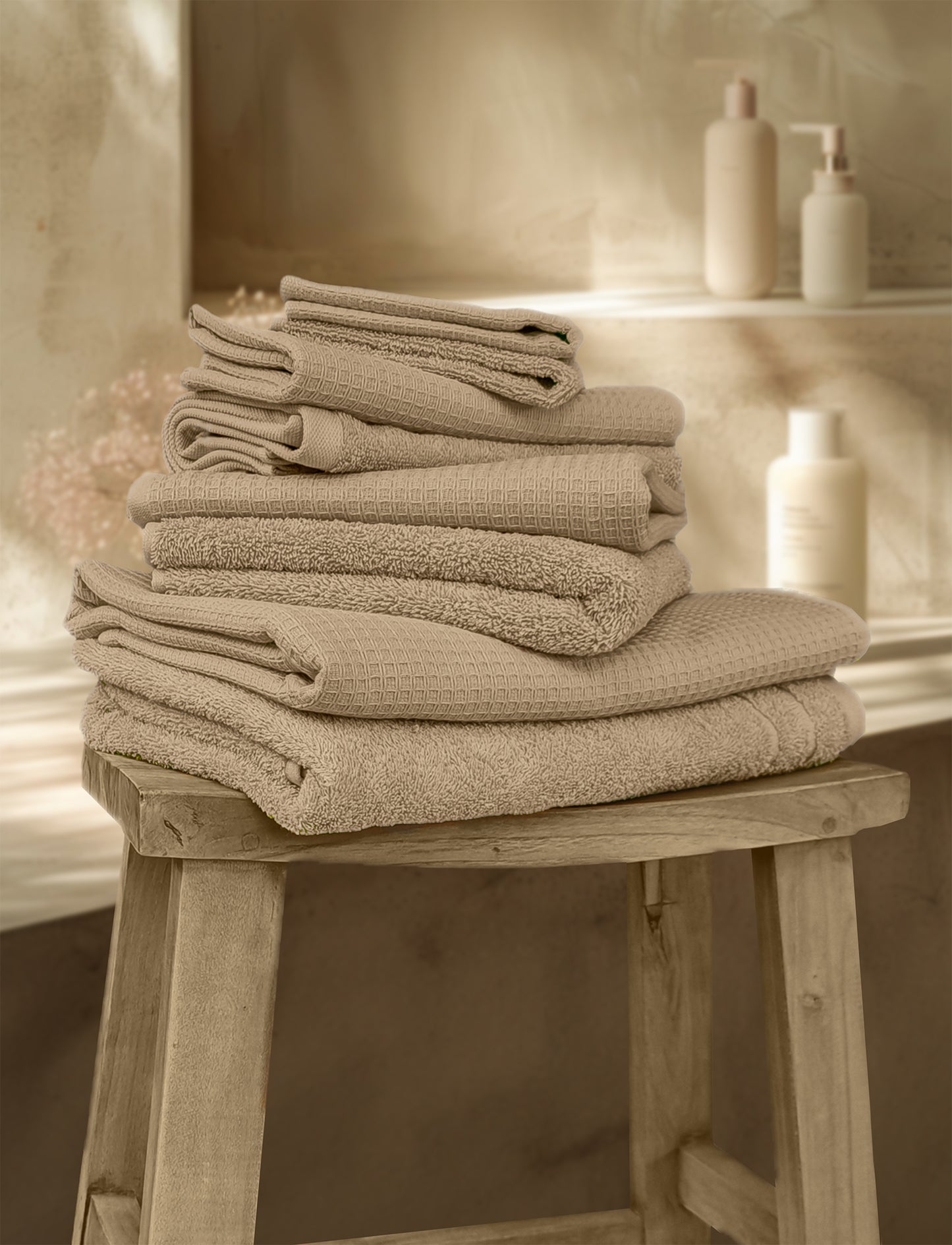 Handtuch | CARL COTTON | Waffelpiqué | Beige