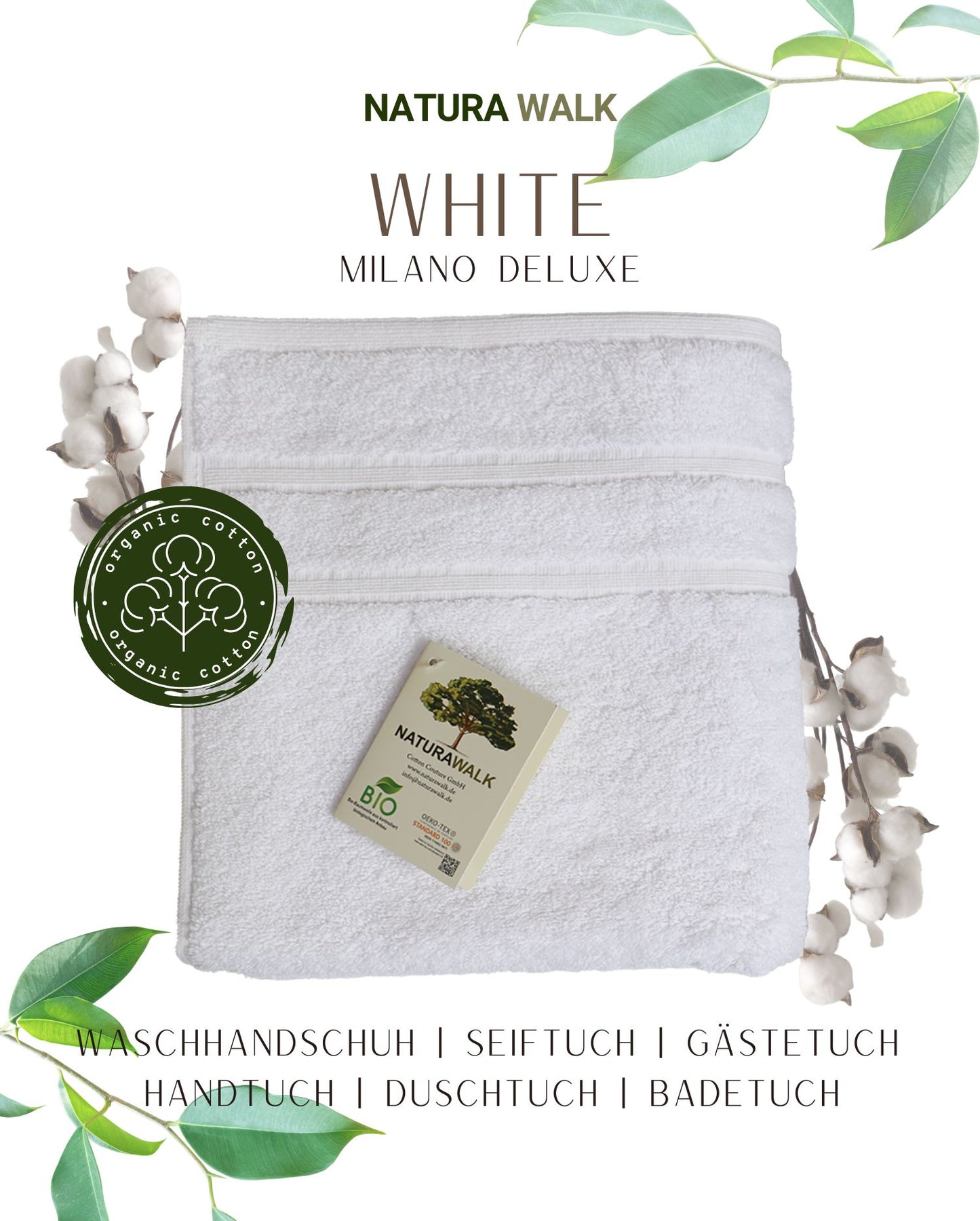 NATURAWALK Handtuch Bio-Baumwolle Milano Deluxe White