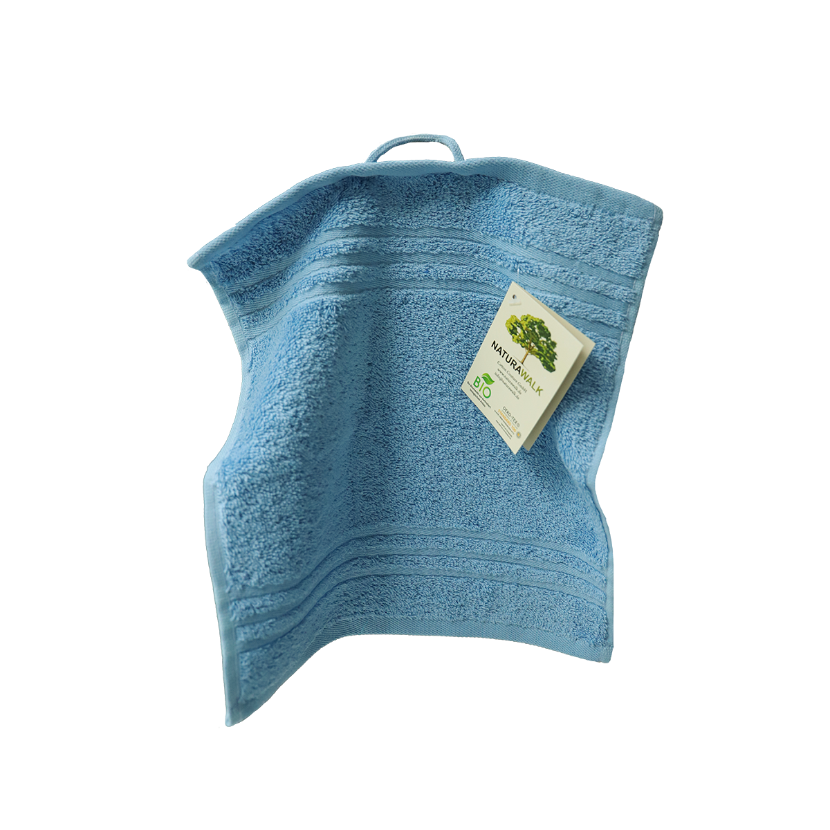 Ein Seiftuch von NATURAWALK aus 100 Prozent Bio-Baumwolle in der Groesse 30x30cm. Farbe Blau. Modell Milano Exclusiv Blau.