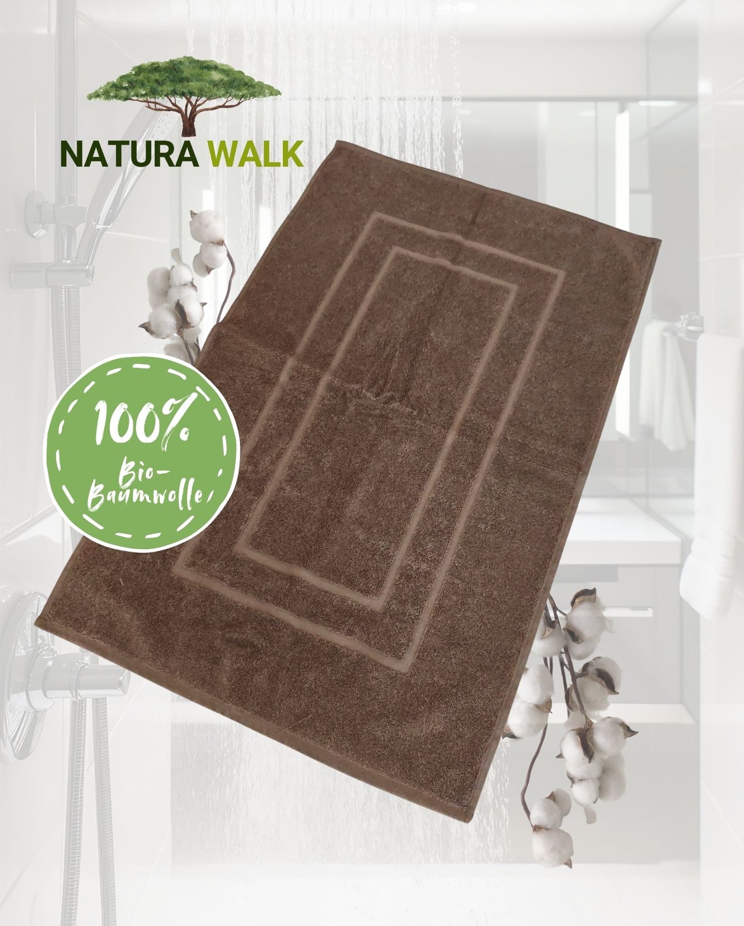 Badematte | NATURAWALK | Taupe | 50x80cm | Bio-Baumwolle
