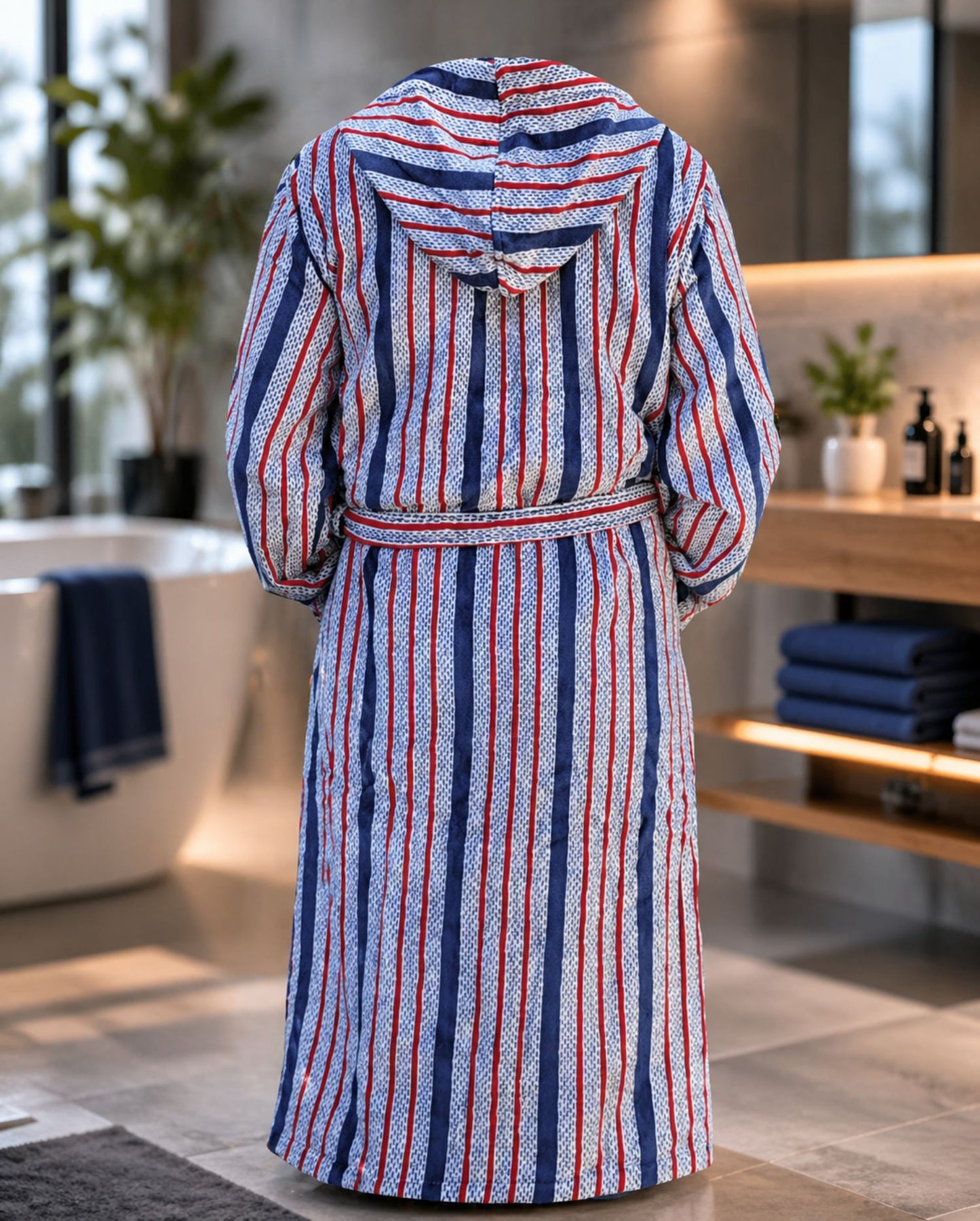 Bademantel mit Kapuze | LIST | Stripes | lang | unisex