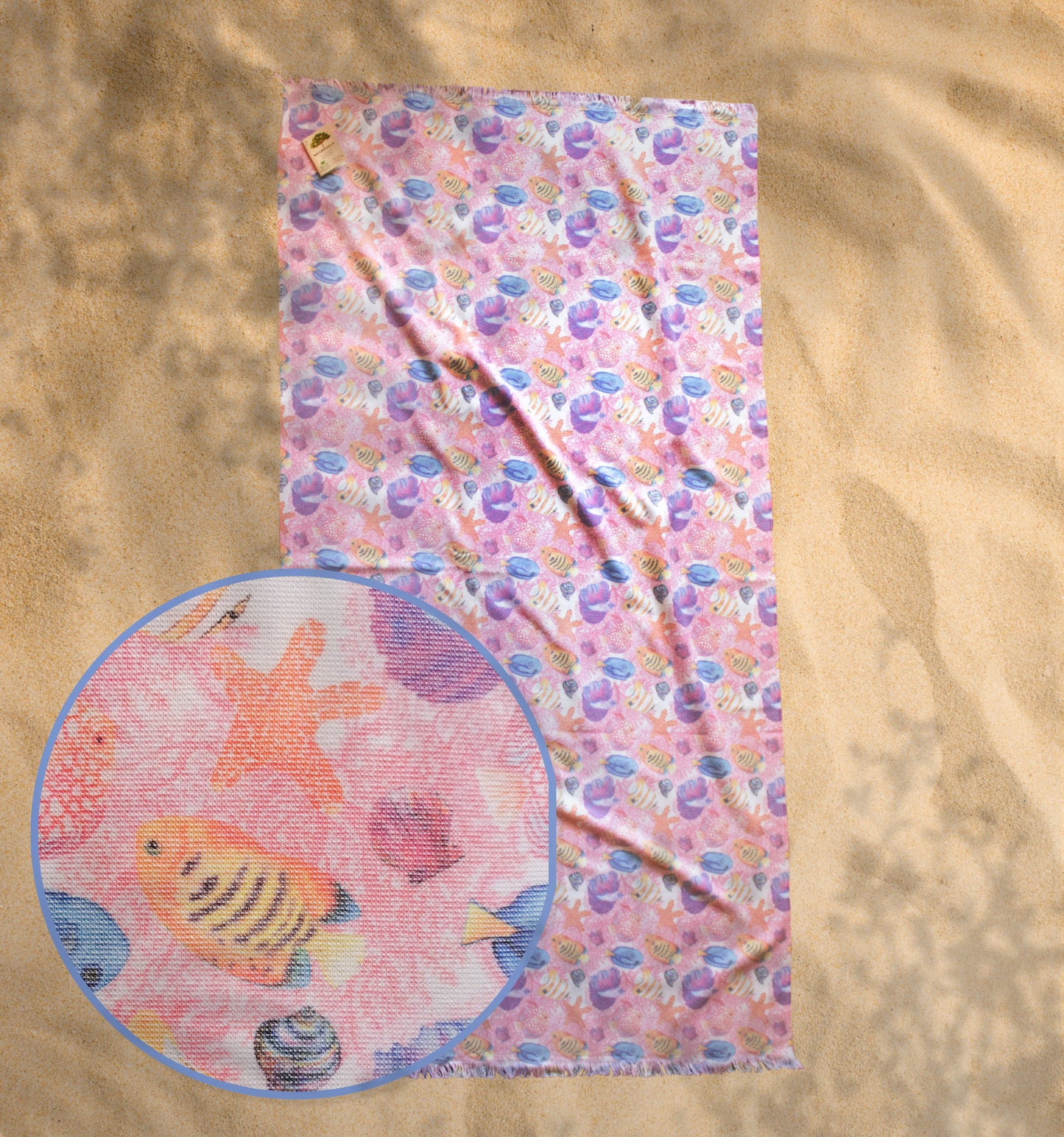 Beach towel NATURAWALK Fish Latina, 96x180, terry cloth, 100% organic cotton