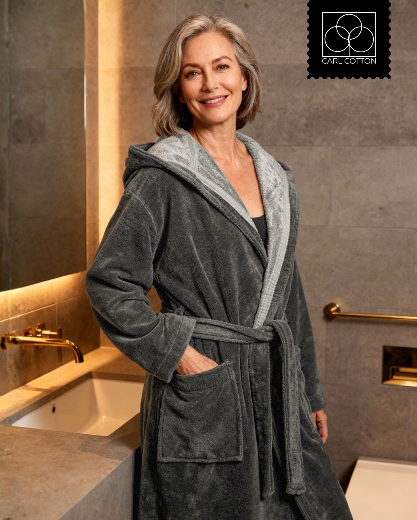 Bademantel | CARL COTTON | Cosyline | Rauchgrau