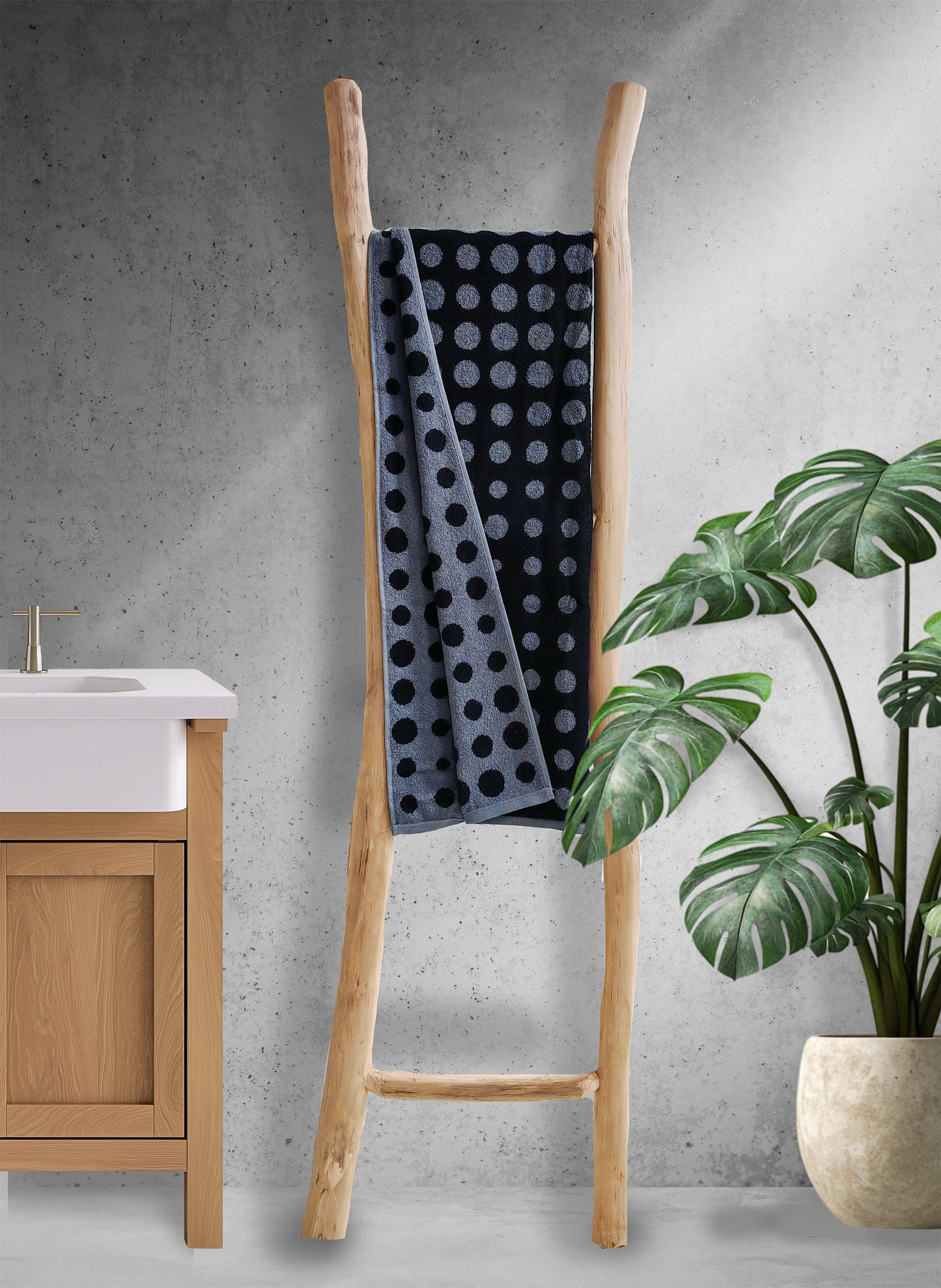 Handtuch | Egeria | Dot | Schwarz-Grau