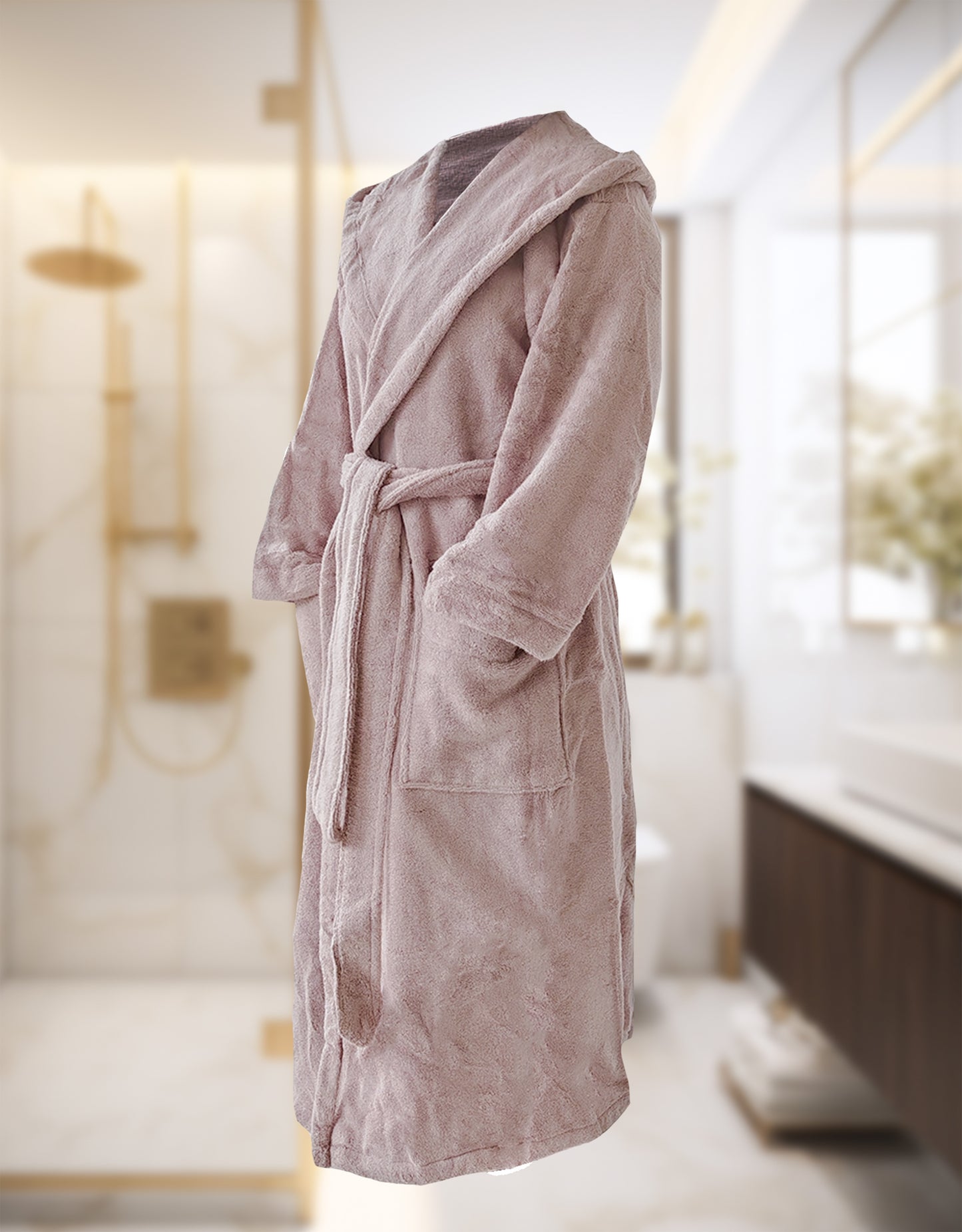 Hooded bathrobe NATURAWALK 100% organic cotton, unisex, long - anthracite