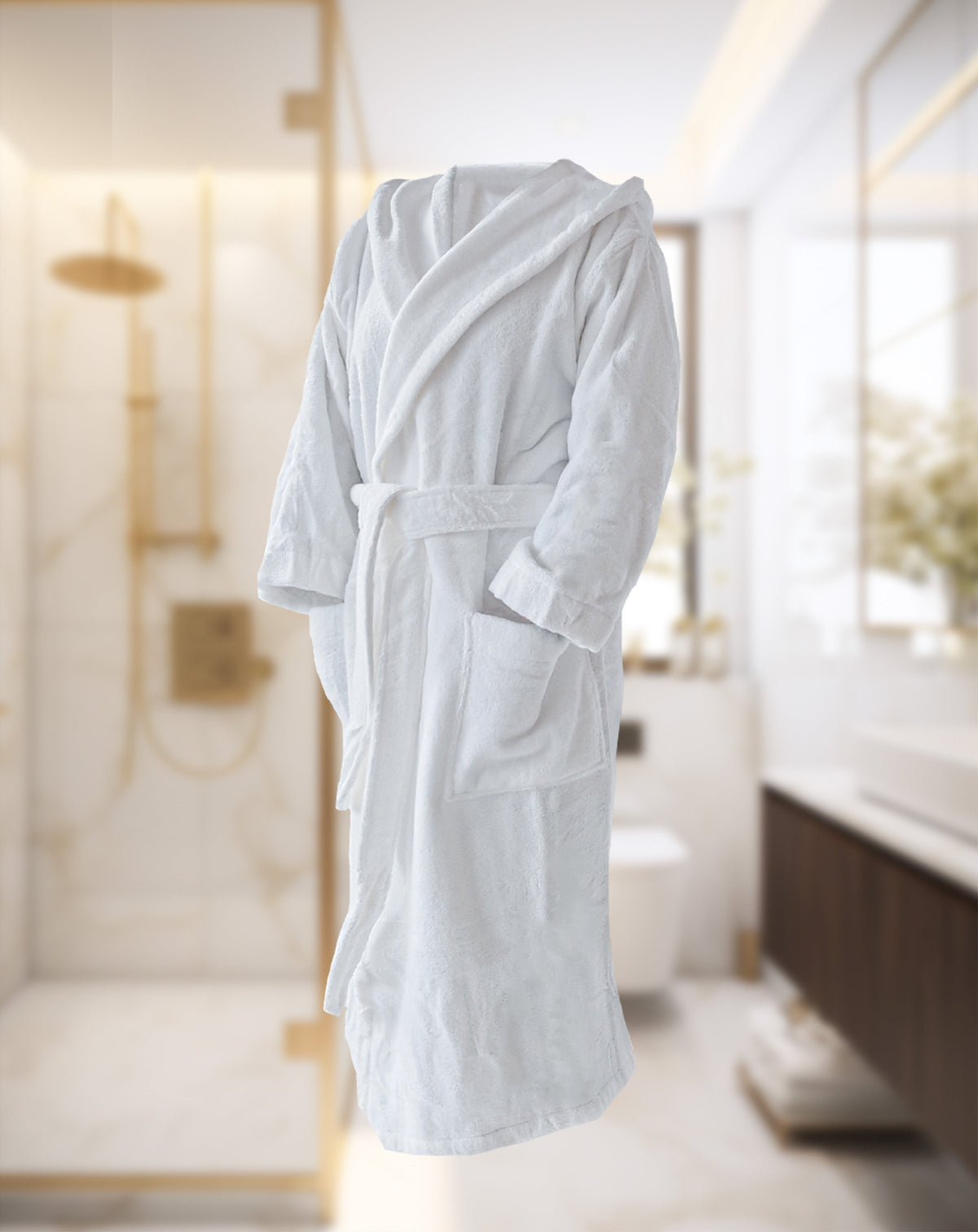 Hooded bathrobe NATURAWALK 100% organic cotton, unisex, long - anthracite