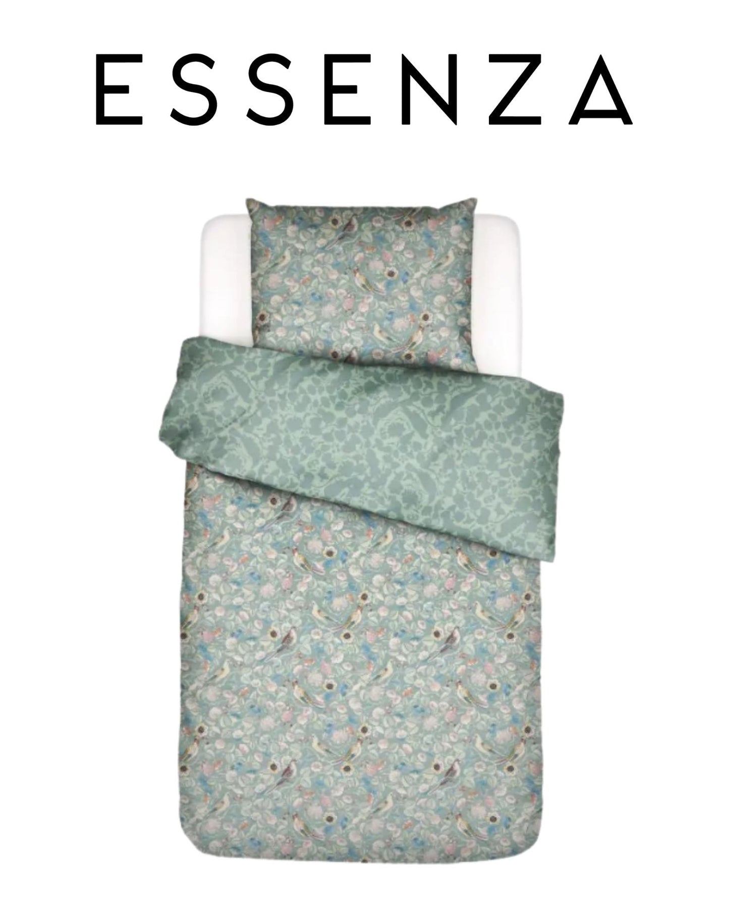 Bio-Baumwollsatin Bettwäsche | ESSENZA | Aleste | Surf Green