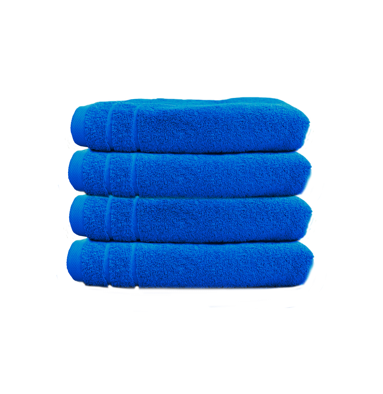 Ein Set aus vier Handtuechern von CARL COTTON aus 100 Prozent Baumwolle. Farbe Blau. Modell Trend Electric Blue.