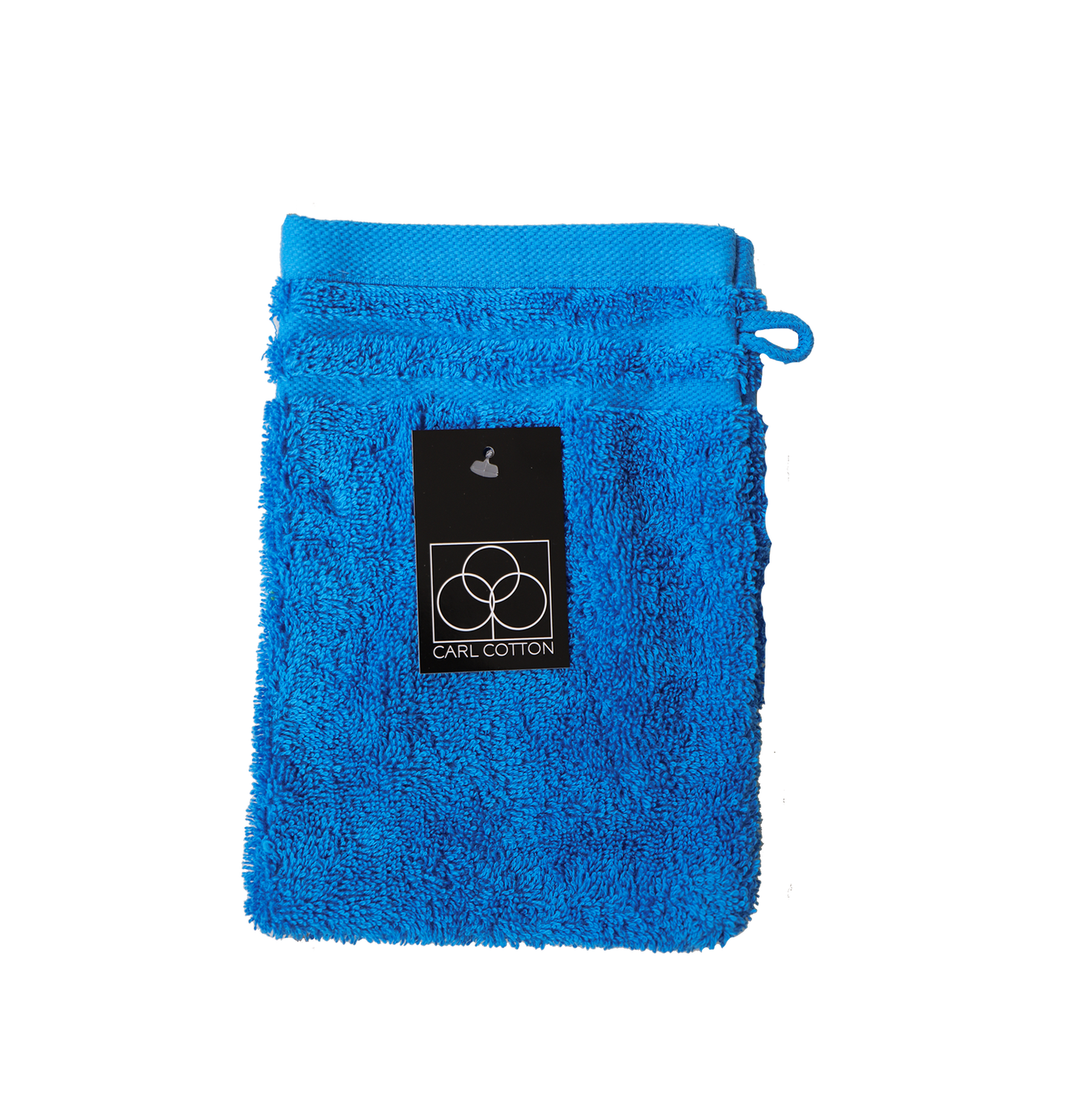 Ein Waschhandschuh von CARL COTTON aus 100 Prozent Baumwolle in der Groesse 16x21cm. Farbe Blau. Modell Trend Electric Blue.