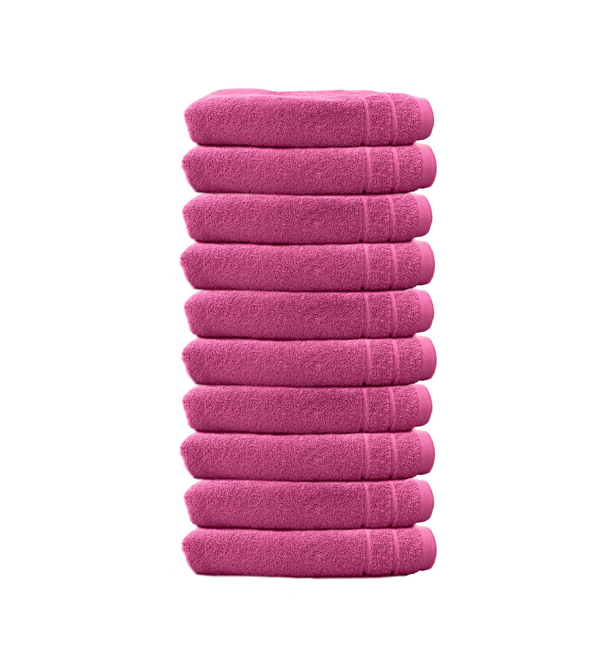Ein Set aus zehn Seiftuechern von CARL COTTON aus 100 Prozent Baumwolle. Farbe Pink. Modell Trend Fuchsia.