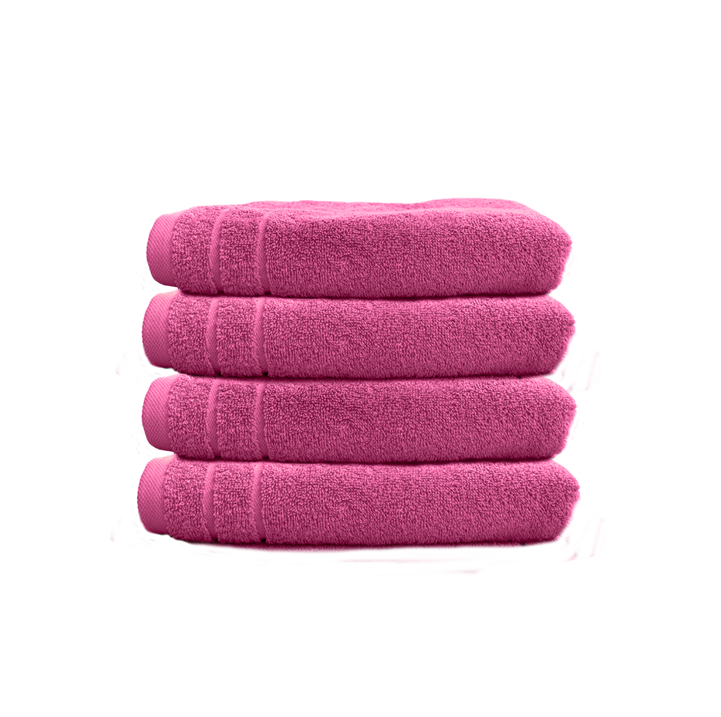 Ein Set aus vier Handtuechern von CARL COTTON aus 100 Prozent Baumwolle. Farbe Pink. Modell Trend Fuchsia.