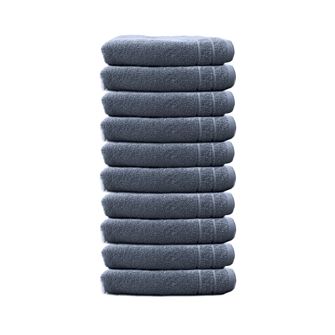 Ein Set aus zehn Seiftuechern von CARL COTTON aus 100 Prozent Baumwolle. Farbe Blau. Modell Trend Jeans.