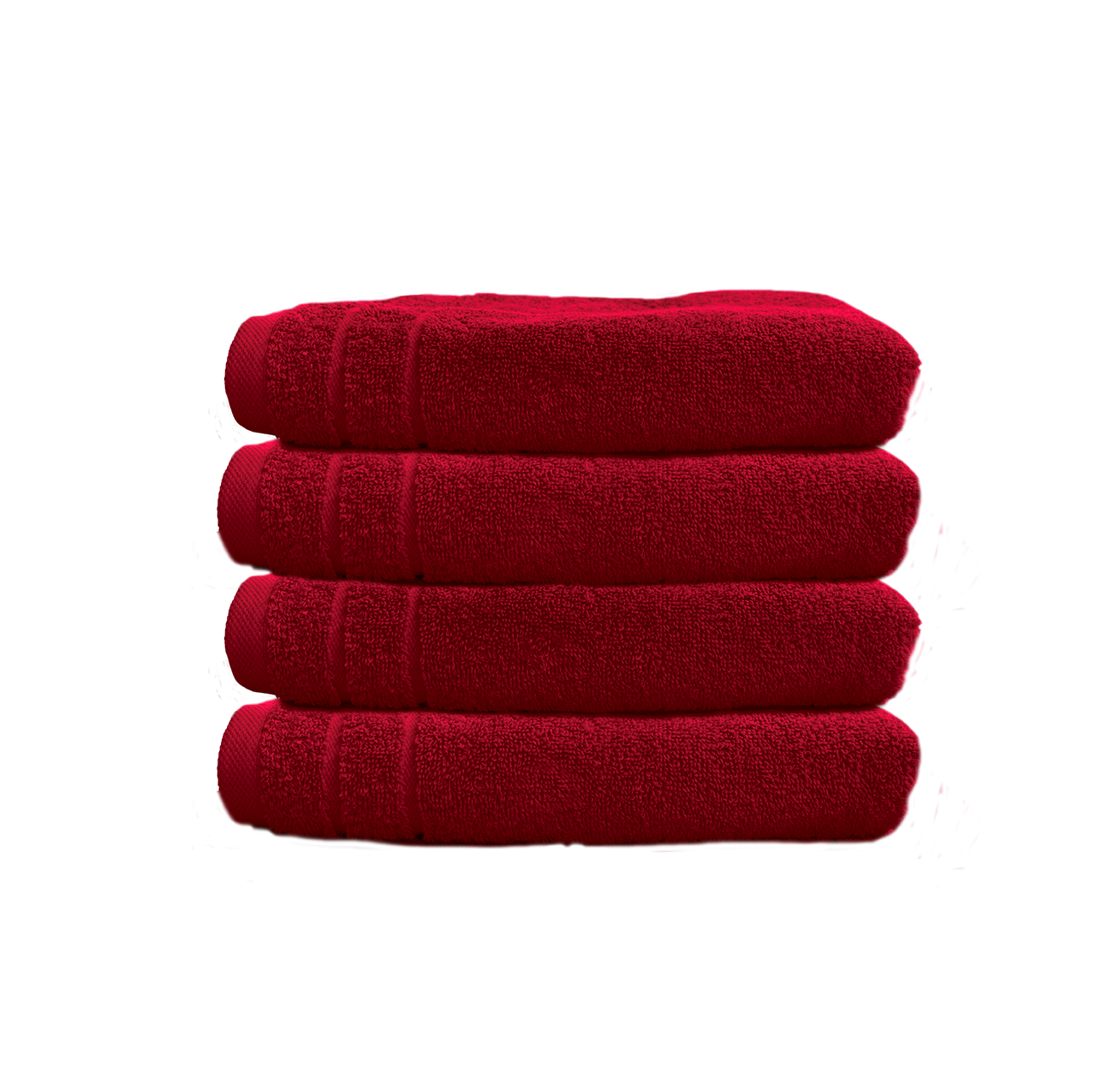 Ein Set aus vier Handtuechern von CARL COTTON aus 100 Prozent Baumwolle. Farbe Bordeaux. Modell Trend Kirsche.