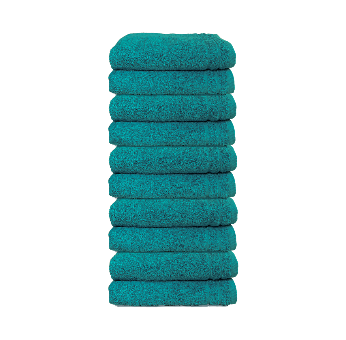Ein Set aus zehn Seiftuechern von CARL COTTON aus 100 Prozent Baumwolle. Farbe Tuerkis. Modell Trend Lagune.