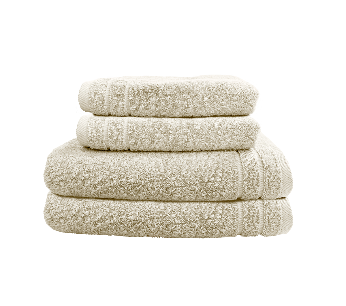 Ein Set aus zwei Duschtuechern und zwei Handtuechern von CARL COTTON aus 100 Prozent Baumwolle. Farbe Beige. Modell Trend Leinen.