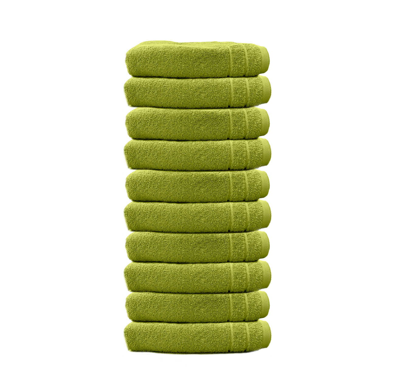 Ein Set aus zehn Seiftuechern von CARL COTTON aus 100 Prozent Baumwolle. Farbe Gruen. Modell Trend Lindgruen.