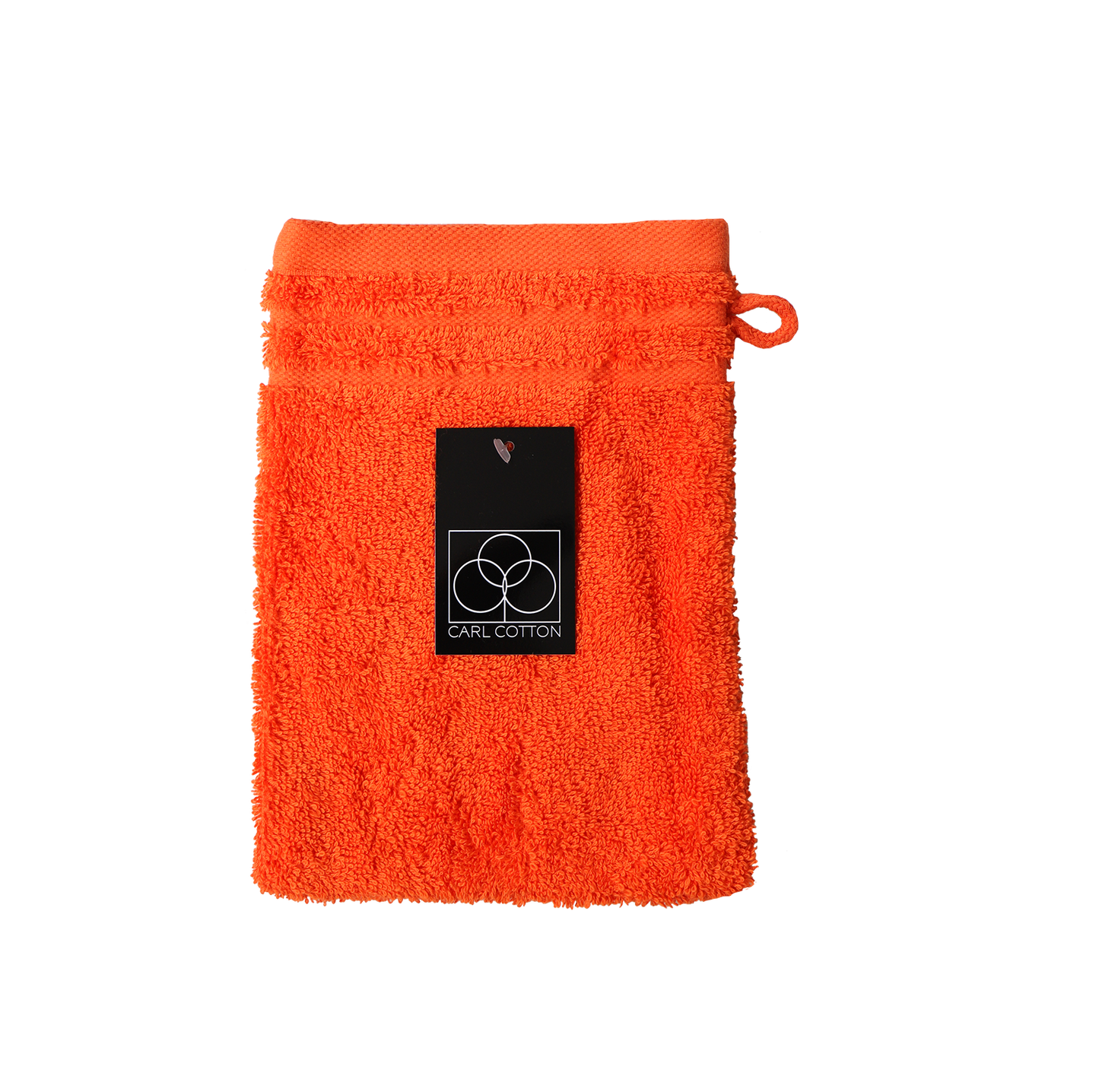 Ein Waschhandschuh von CARL COTTON aus 100 Prozent Baumwolle in der Groesse 16x21cm. Farbe Orange. Modell Trend Orange.