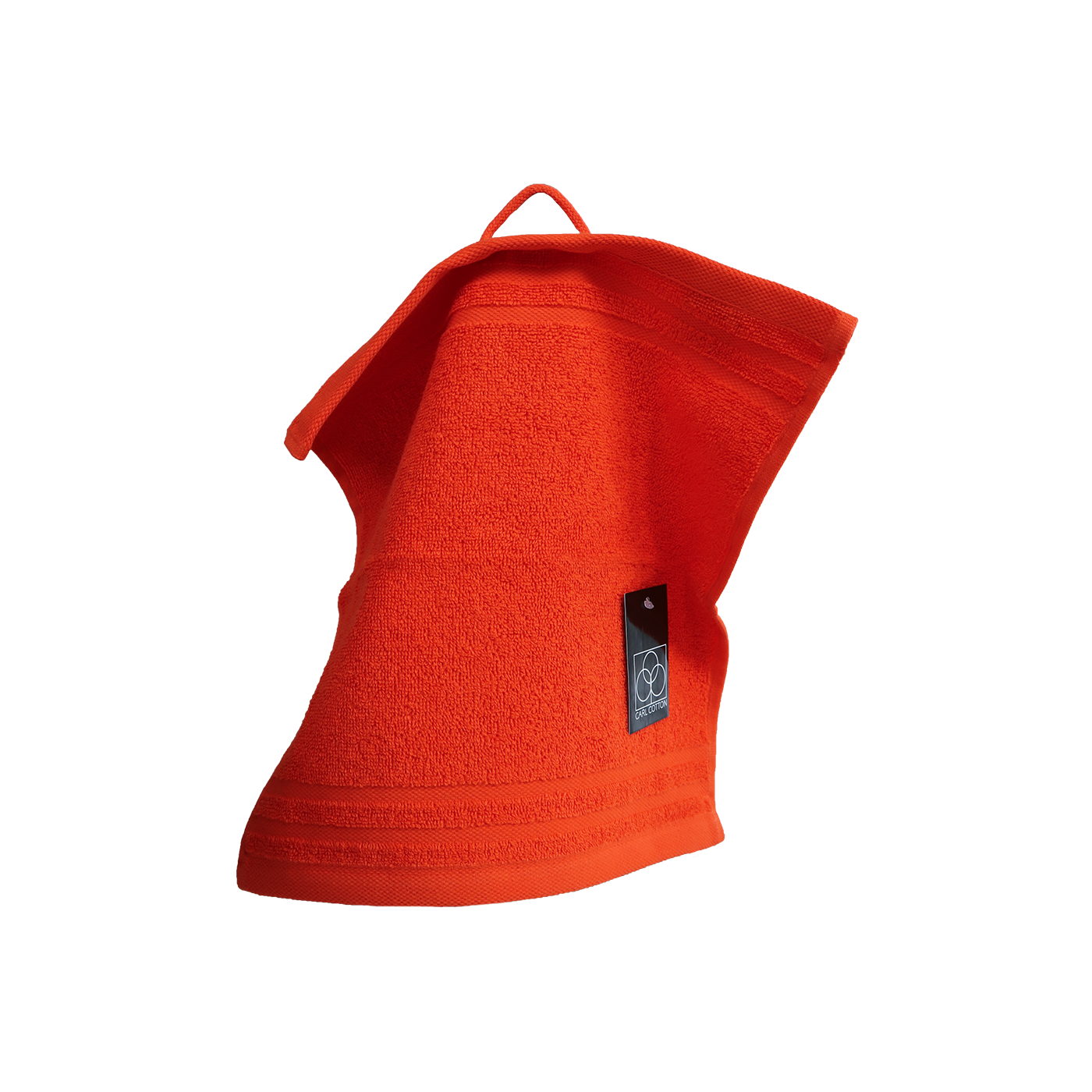 Ein Seiftuch von CARL COTTON aus 100 Prozent Baumwolle in der Groesse 30x30cm. Farbe Orange. Modell Trend Papaya.