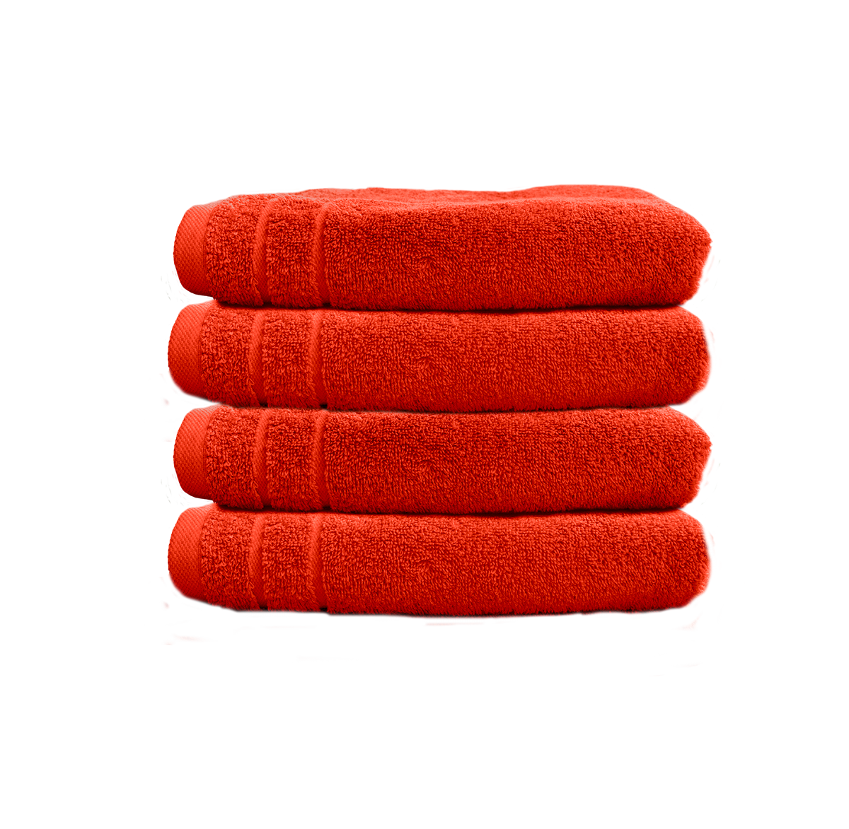 Ein Set aus vier Handtuechern von CARL COTTON aus 100 Prozent Baumwolle. Farbe Orange. Modell Trend Papaya.