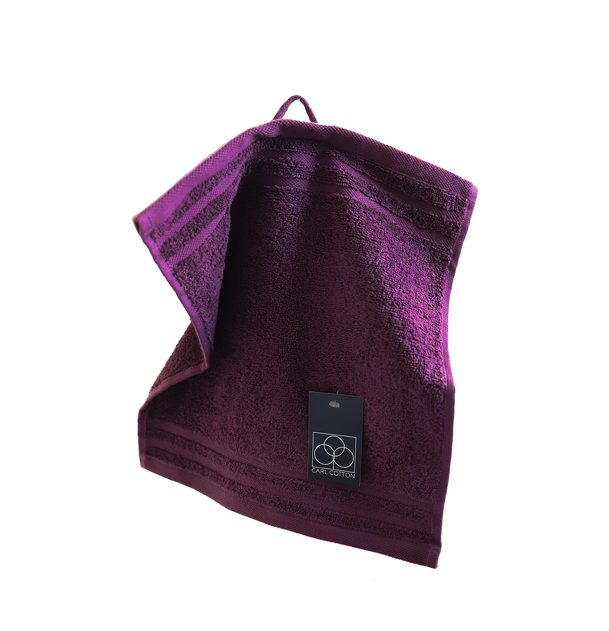 Ein Seiftuch von CARL COTTON aus 100 Prozent Baumwolle in der Groesse 30x30cm. Farbe Lila. Modell Trend Plum.