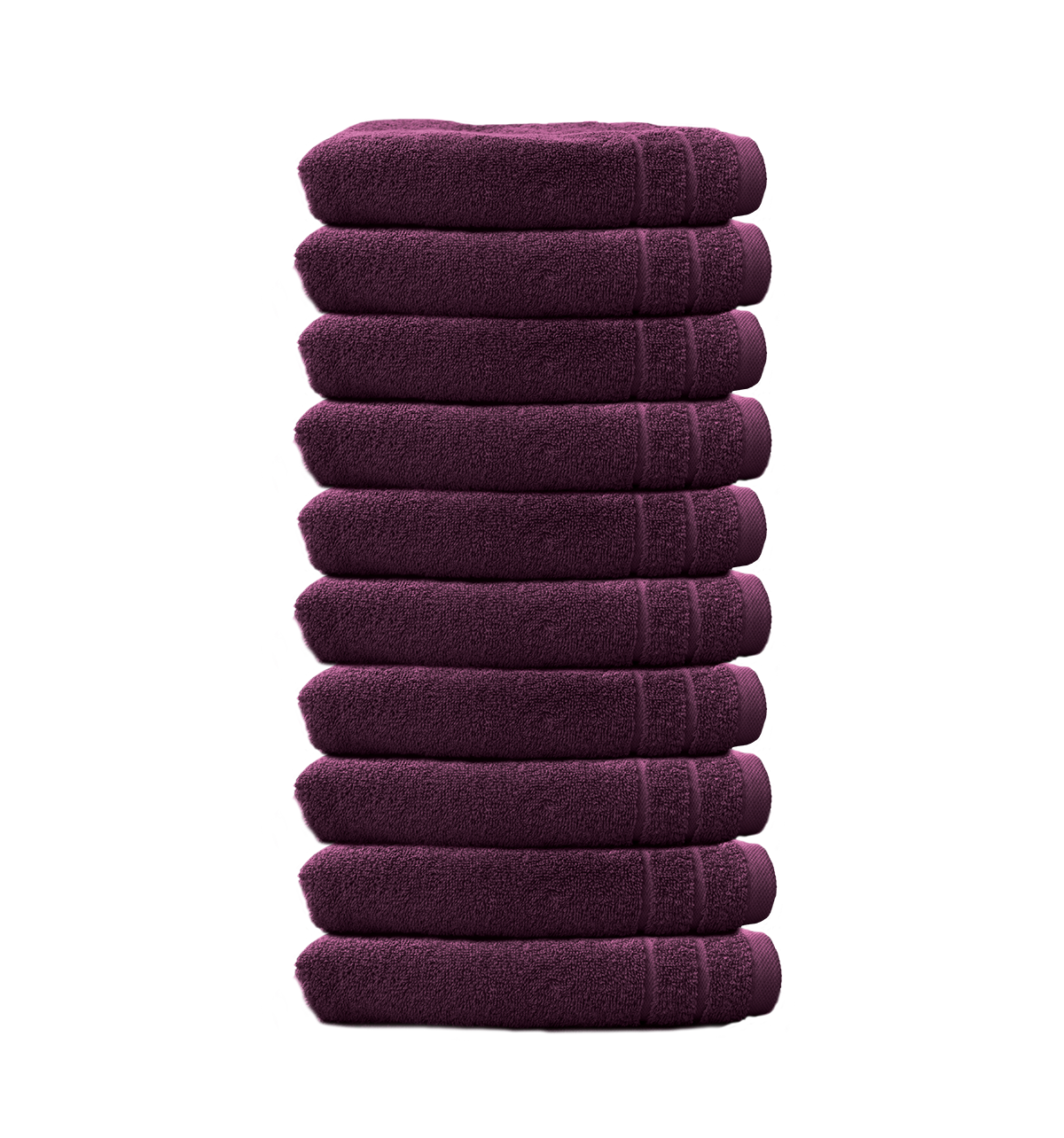 Ein Set aus zehn Seiftuechern von CARL COTTON aus 100 Prozent Baumwolle. Farbe Lila. Modell Trend Plum.