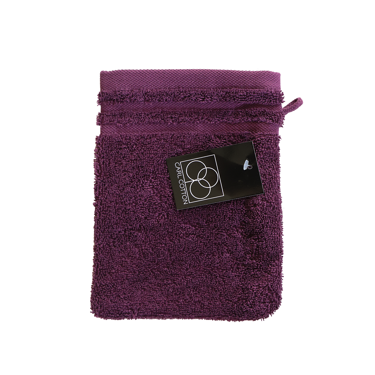 Ein Waschhandschuh von CARL COTTON aus 100 Prozent Baumwolle in der Groesse 16x21cm. Farbe Lila. Modell Trend Plum.