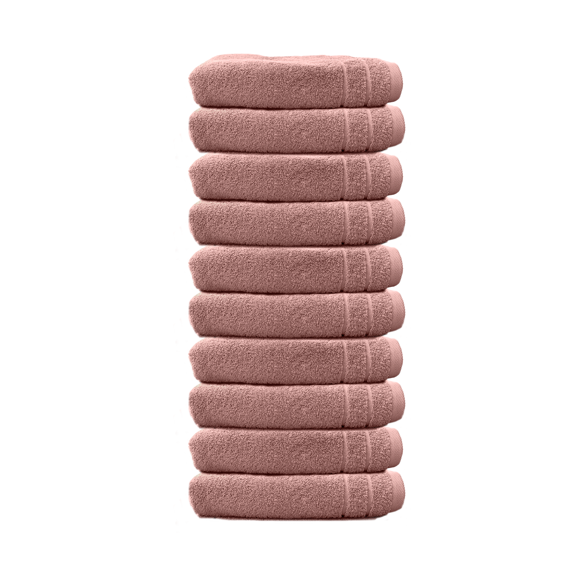 Ein Set aus zehn Seiftuechern von CARL COTTON aus 100 Prozent Baumwolle. Farbe Rosegold. Modell Trend Rosenholz.