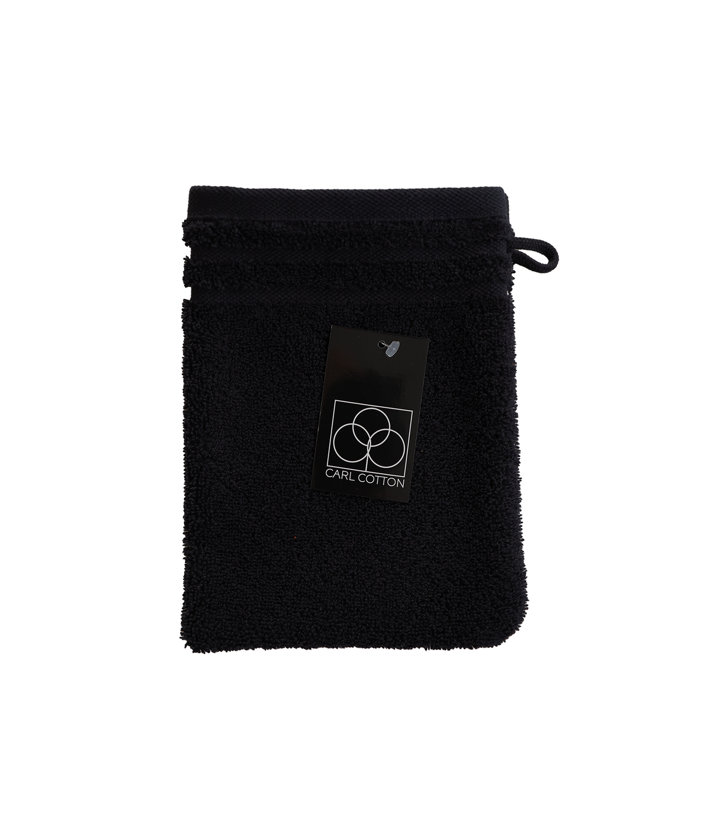 Ein Waschhandschuh von CARL COTTON aus 100 Prozent Baumwolle in der Groesse 16x21cm. Farbe Schwarz. Modell Trend Schwarz.