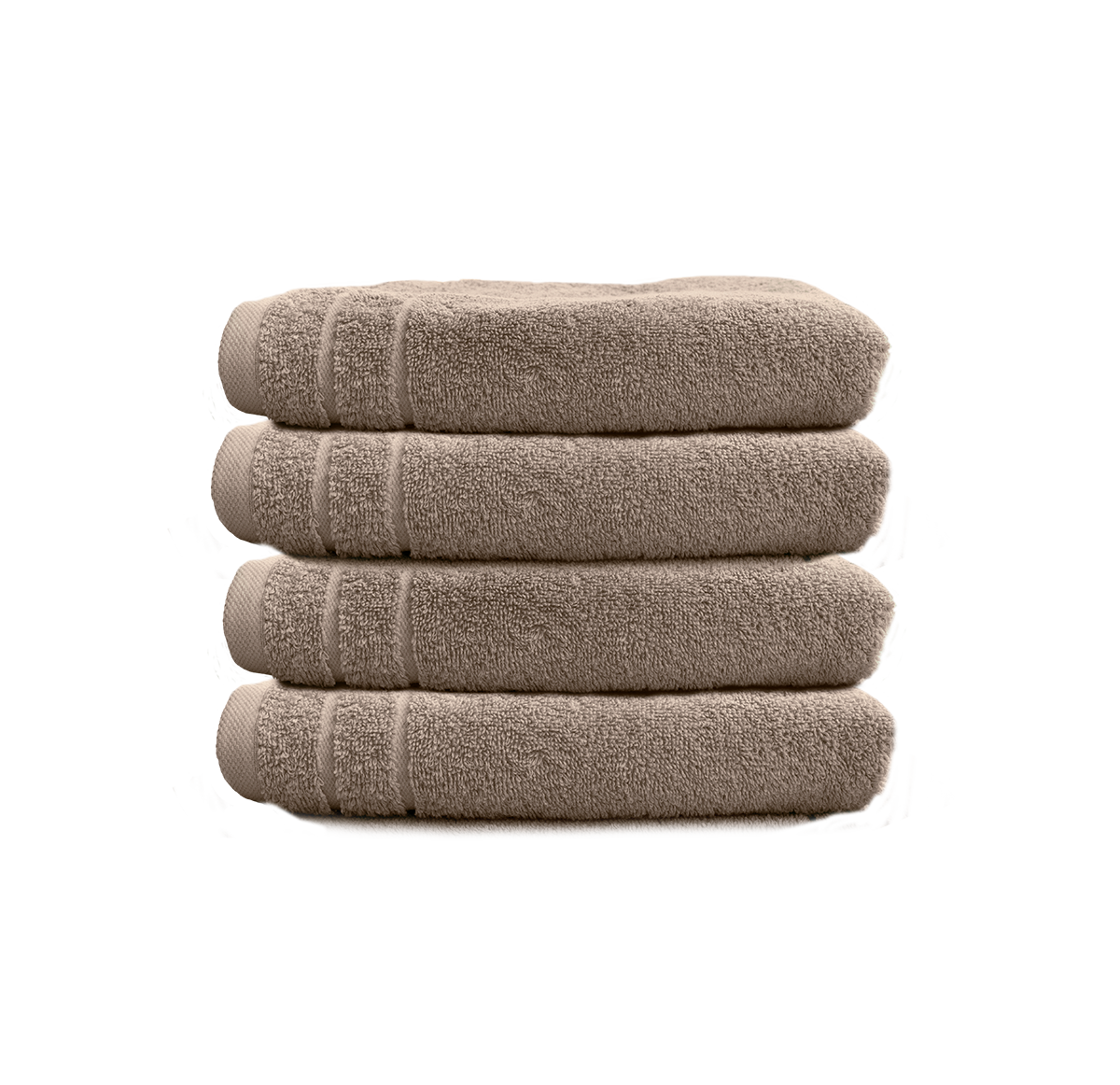 Ein Set aus vier Handtuechern von CARL COTTON aus 100 Prozent Baumwolle. Farbe Taupe. Modell Trend Taupe.