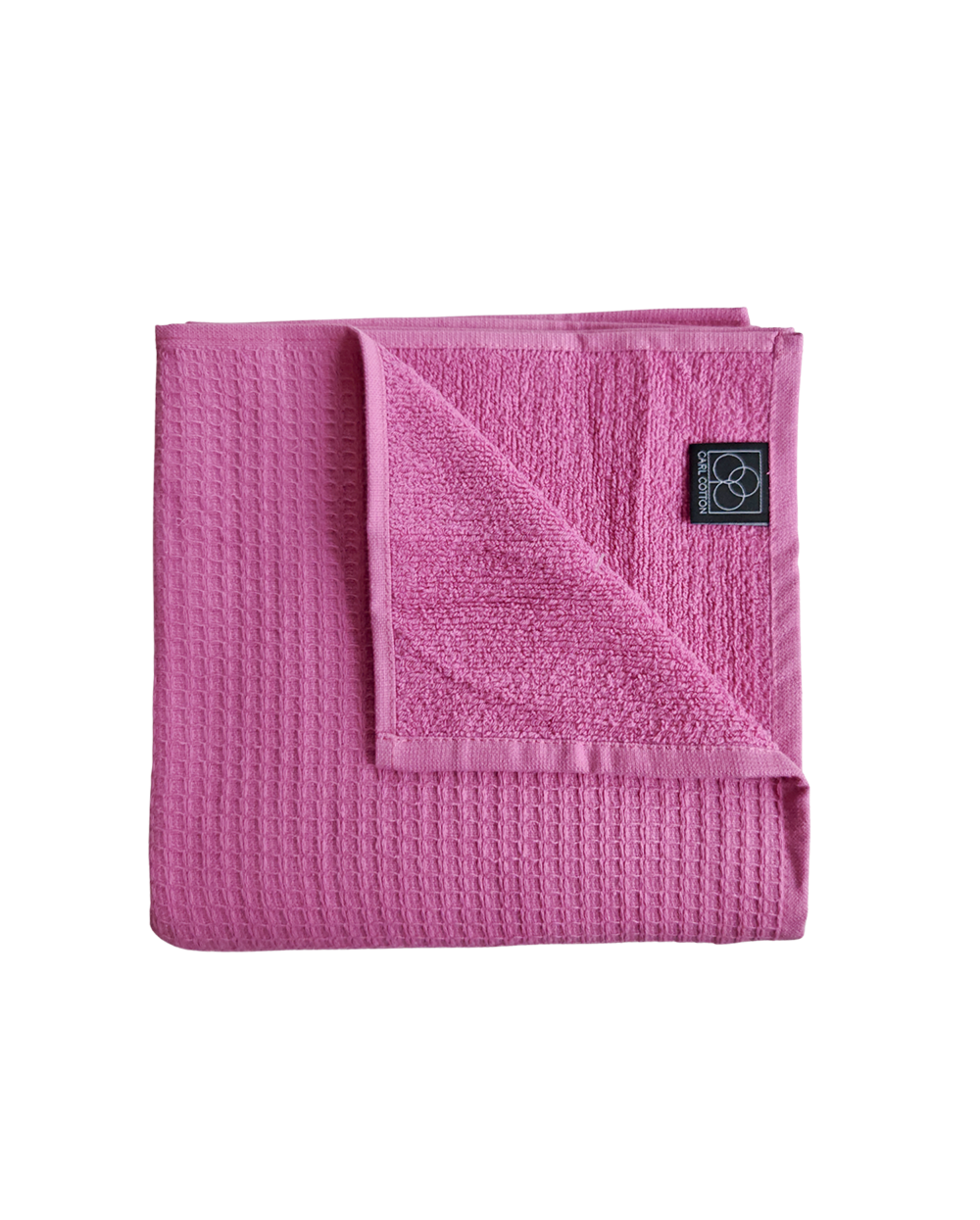 Ein Handtuch von CARL COTTON aus 100 Prozent Baumwolle in der Groesse 50x100cm. Farbe Pink. Modell Waffelpique Crocus.