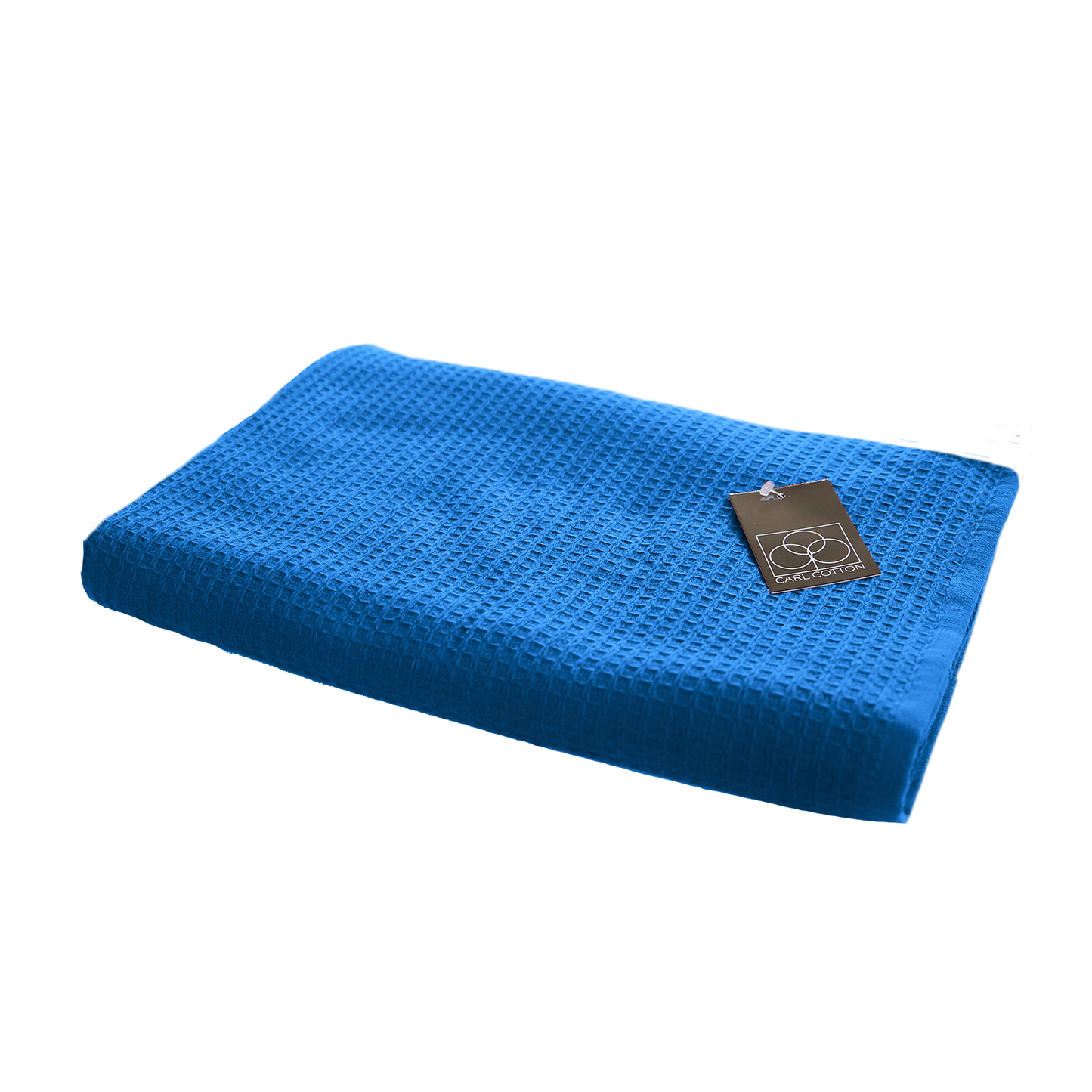 Ein Duschtuch von CARL COTTON aus 100 Prozent Baumwolle in der Groesse 70x140cm. Farbe Blau. Modell Waffelpique Electric Blue.