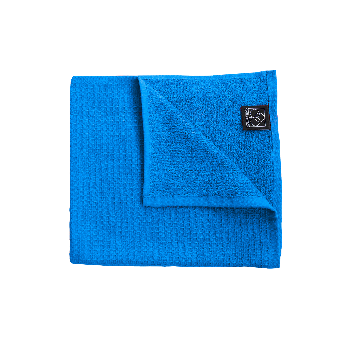 Ein Handtuch von CARL COTTON aus 100 Prozent Baumwolle in der Groesse 50x100cm. Farbe Blau. Modell Waffelpique Electric Blue.