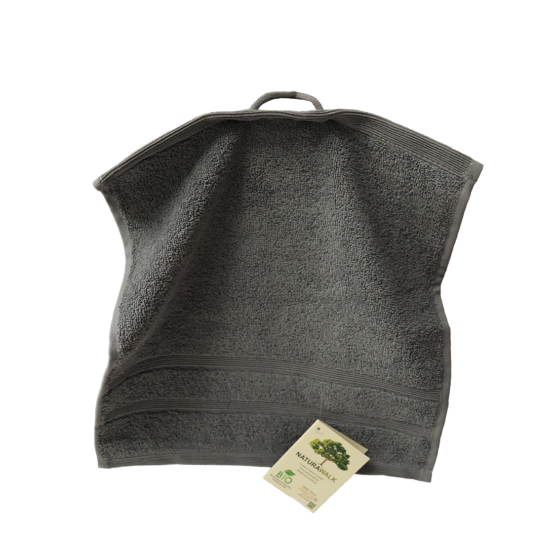 Ein Seiftuch von NATURAWALK aus 100 Prozent Bio-Baumwolle in der Groesse 30x30cm. Farbe Grau. Modell Milano Deluxe Anthrazit.