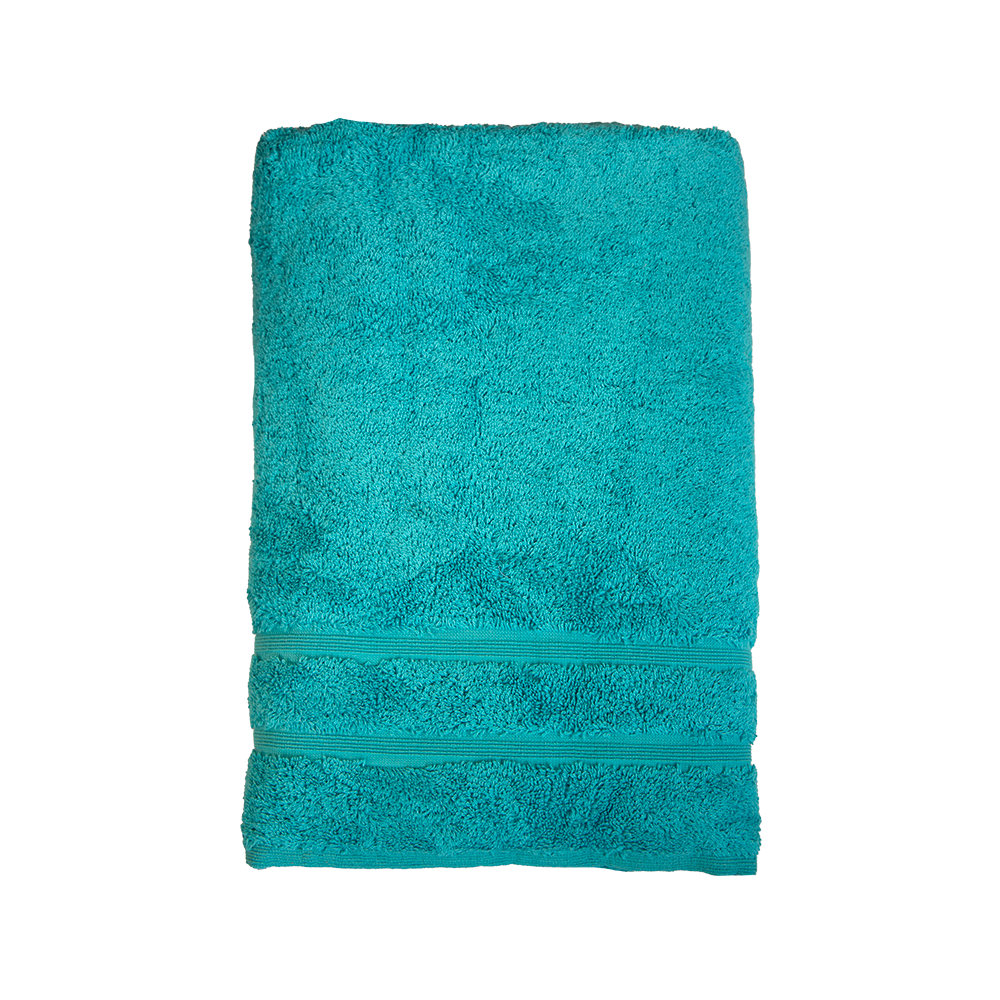 Duschtuch in der Groesse 70x140cm und Badetuch in der Groesse 100x150cm von NATURAWALK aus 100 Prozent Bio-Baumwolle. Farbe Tuerkis. Modell Milano Deluxe Sea.