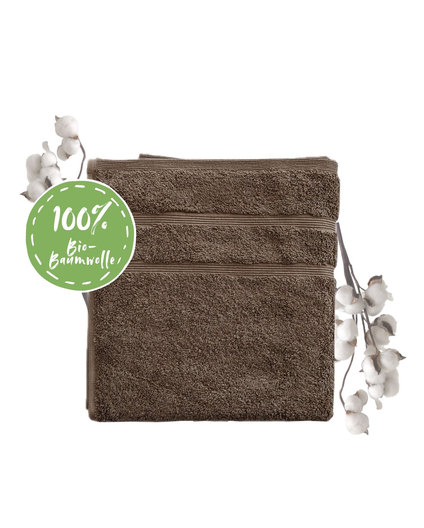 Ein Handtuch von NATURAWALK aus 100 Prozent Bio-Baumwolle in der Groesse 50x100cm. Farbe Taupe. Modell Milano Deluxe Taupe.