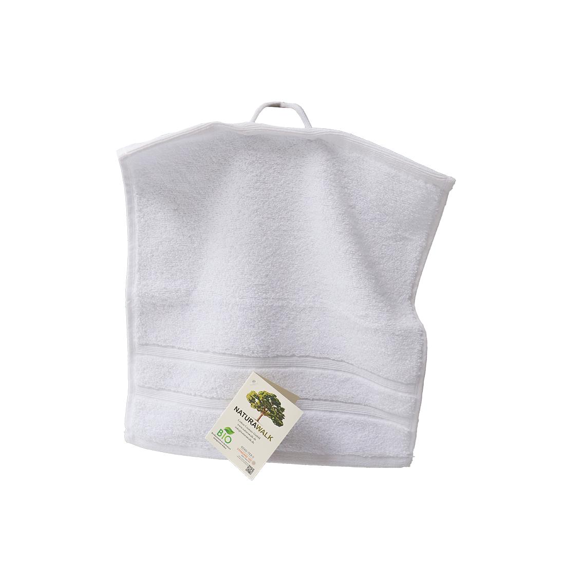 Ein Seiftuch von NATURAWALK aus 100 Prozent Bio-Baumwolle in der Groesse 30x30cm. Farbe Weiss. Modell Milano Deluxe White.