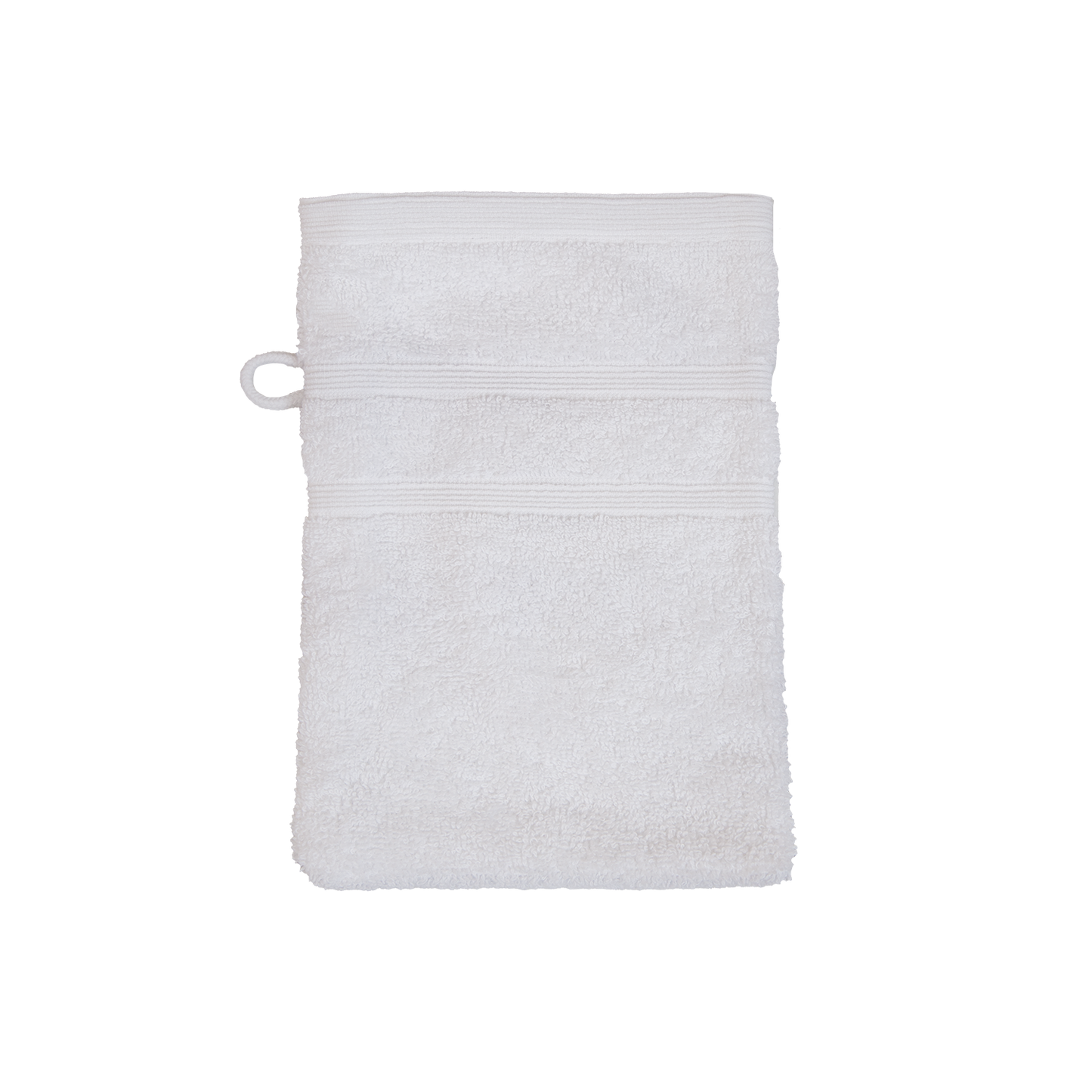 Ein Waschhandschuh von NATURAWALK aus 100 Prozent Bio-Baumwolle in der Groesse 16x21cm. Farbe Weiss. Modell Milano Deluxe White.