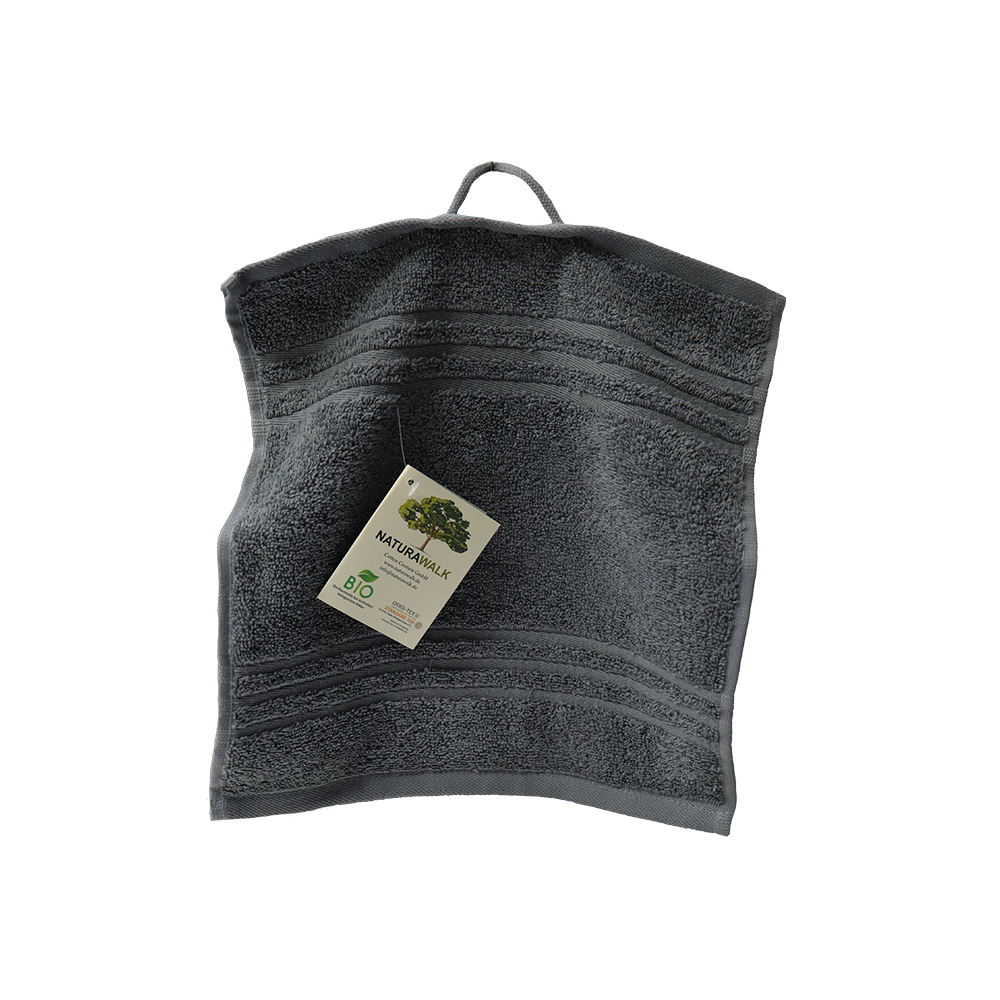 Ein Seiftuch von NATURAWALK aus 100 Prozent Bio-Baumwolle in der Groesse 30x30cm. Farbe Grau. Modell Milano Exclusiv Anthrazit.