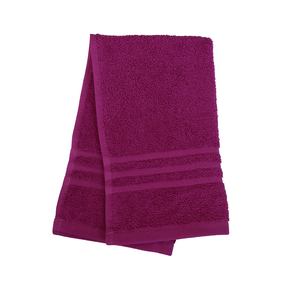 Ein Gaestetuch von NATURAWALK aus 100 Prozent Bio-Baumwolle in der Groesse 30x50cm. Farbe Lila. Modell Milano Exclusiv Beere.