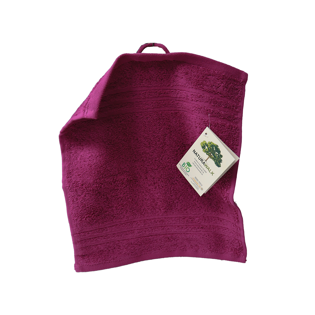Ein Seiftuch von NATURAWALK aus 100 Prozent Bio-Baumwolle in der Groesse 30x30cm. Farbe Lila. Modell Milano Exclusiv Beere.