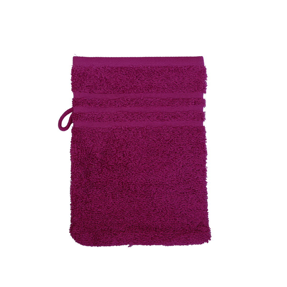 Ein Waschhandschuh von NATURAWALK aus 100 Prozent Bio-Baumwolle in der Groesse 16x21cm. Farbe Lila. Modell Milano Exclusiv Beere.